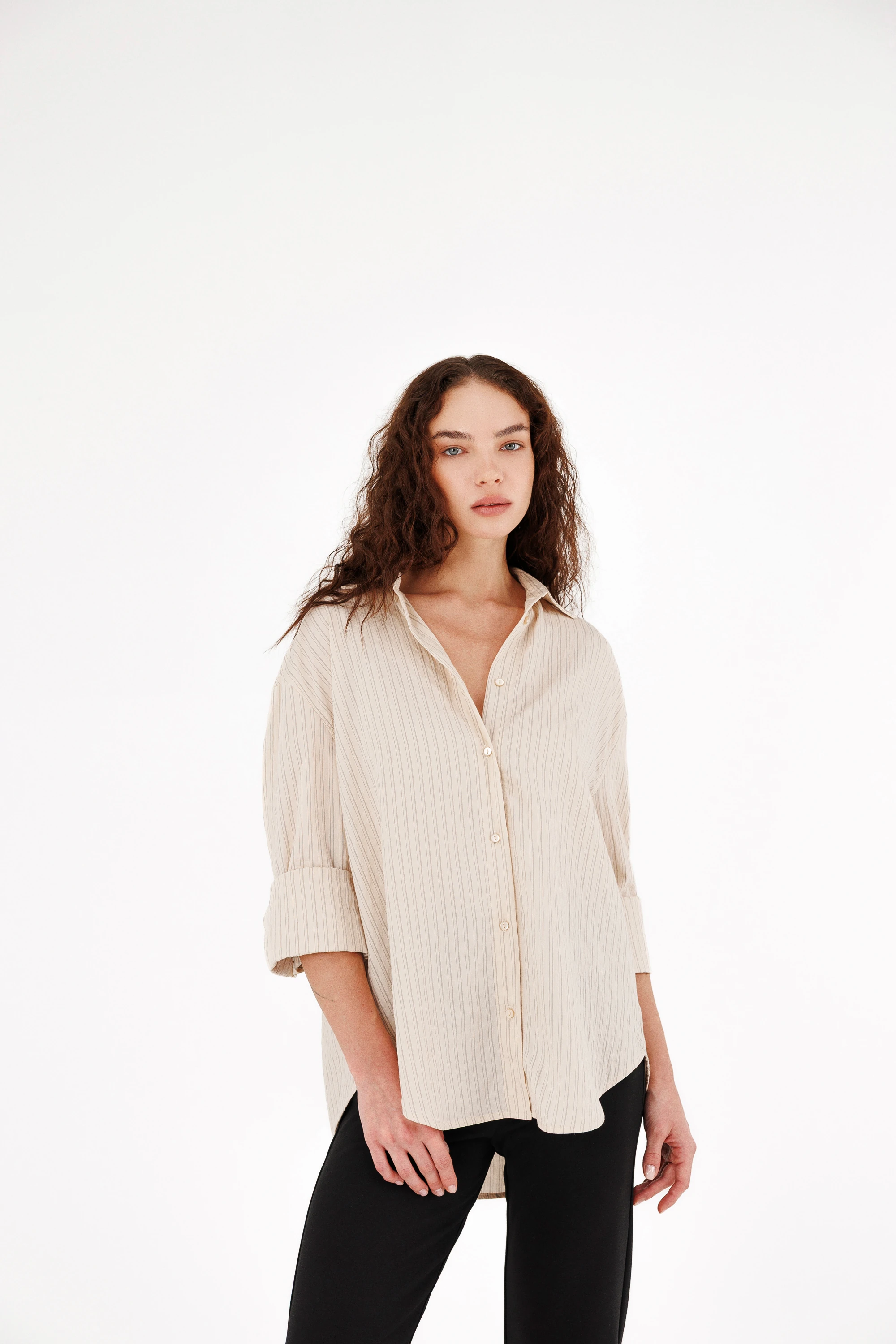 Oversize Çizgili Gömlek