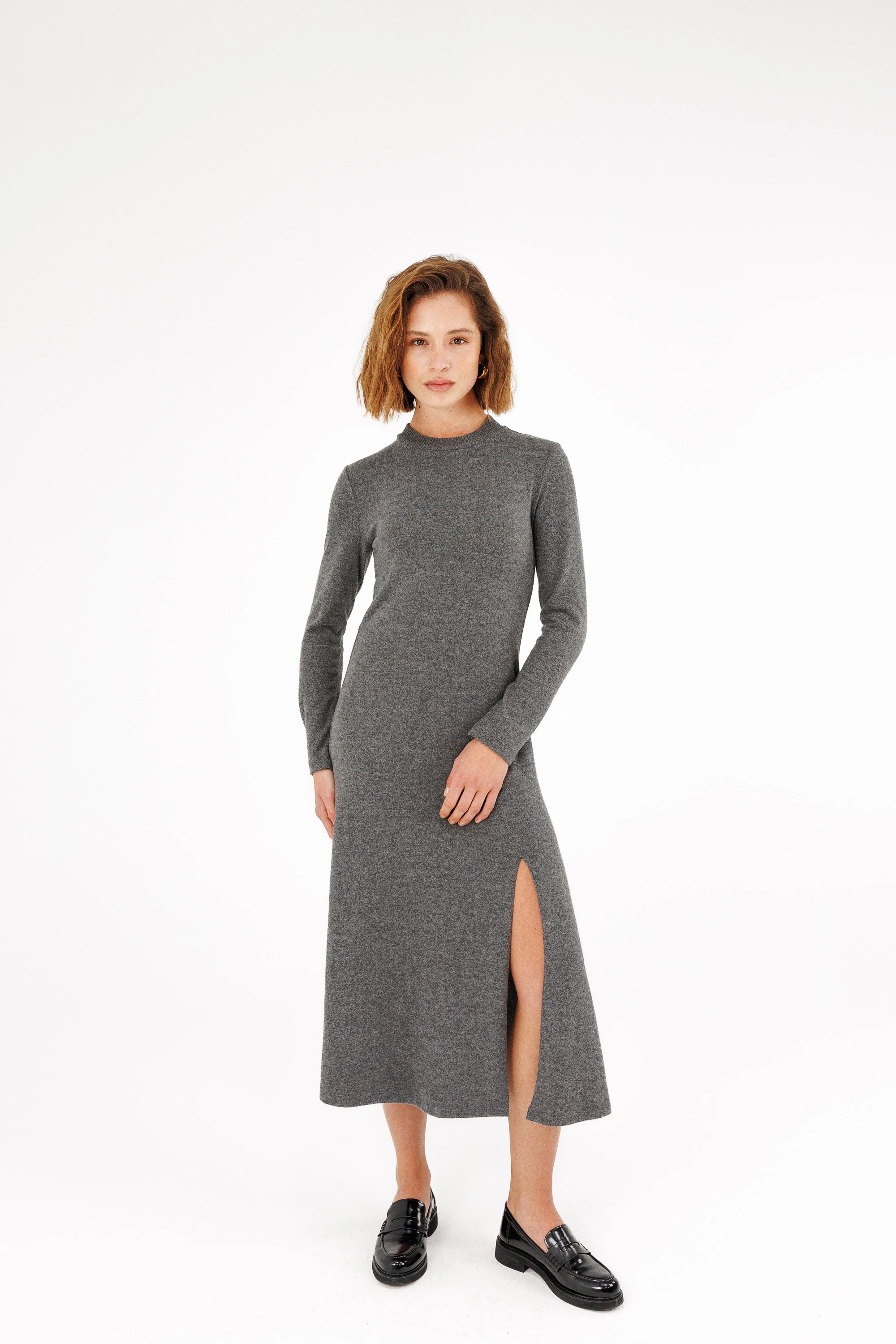 Yırtmaçlı Midi Boy Elbise