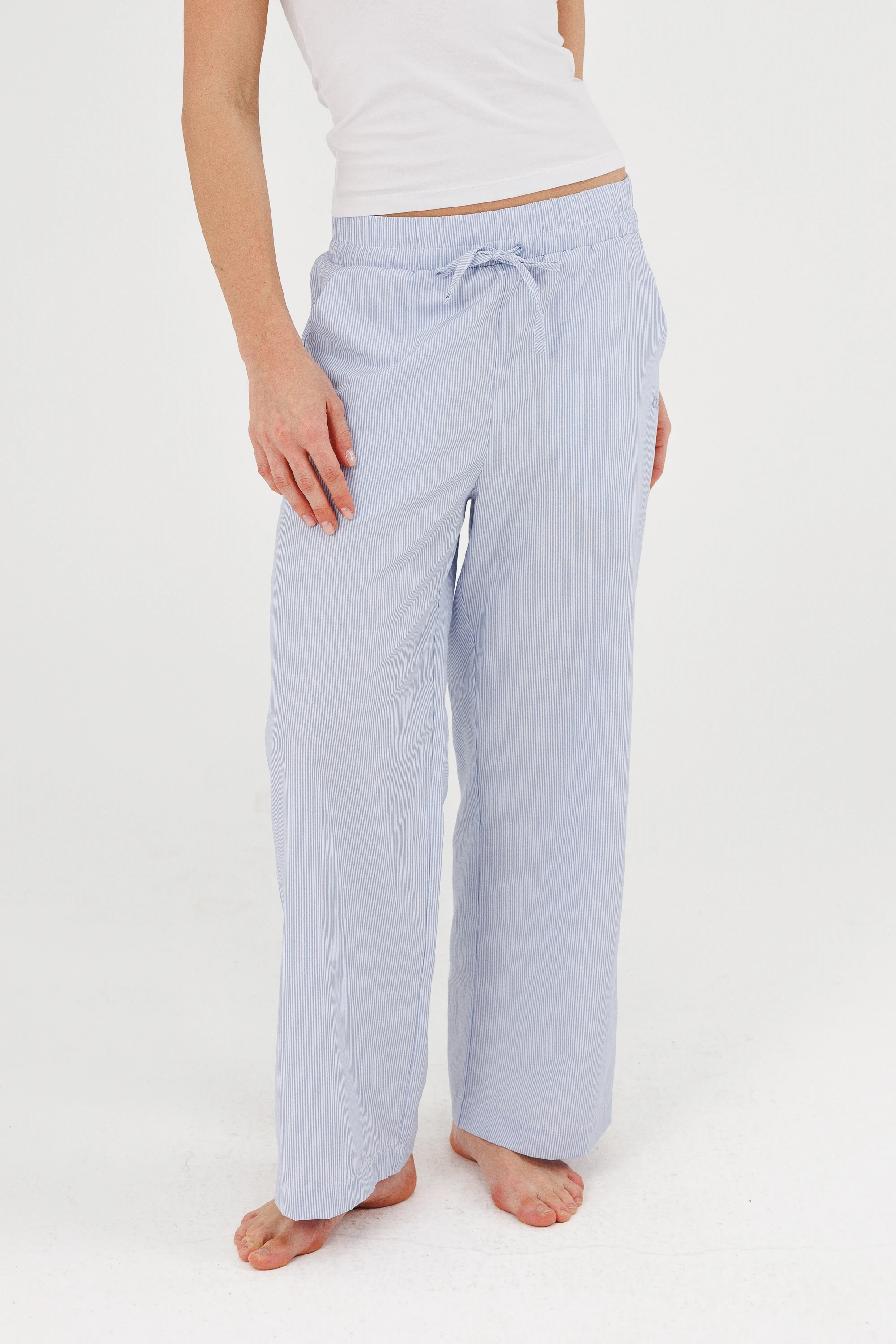 Cep Detaylı Çizgili Pijama Pantolon