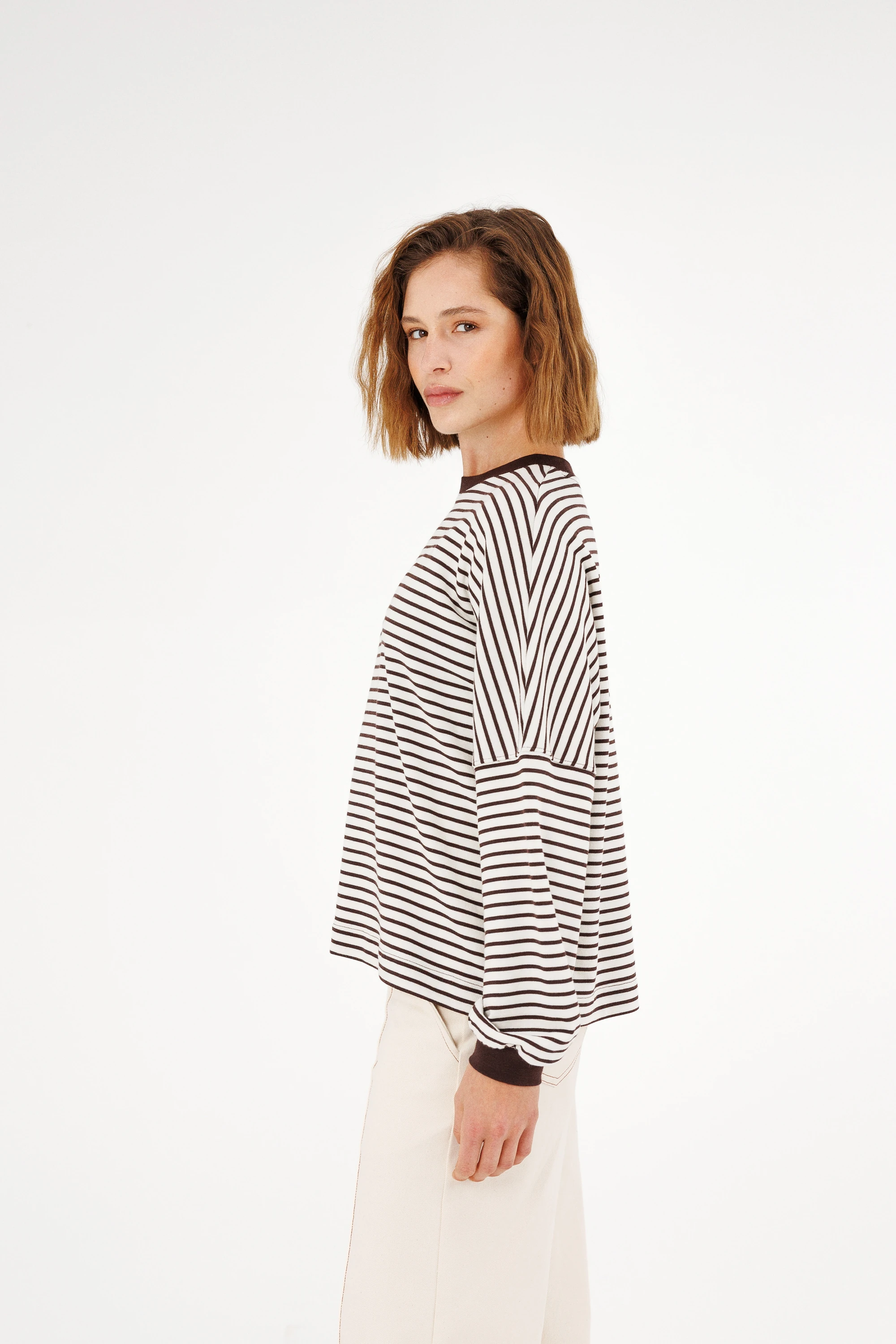 Çizgili Yumuşak Basic Sweatshirt