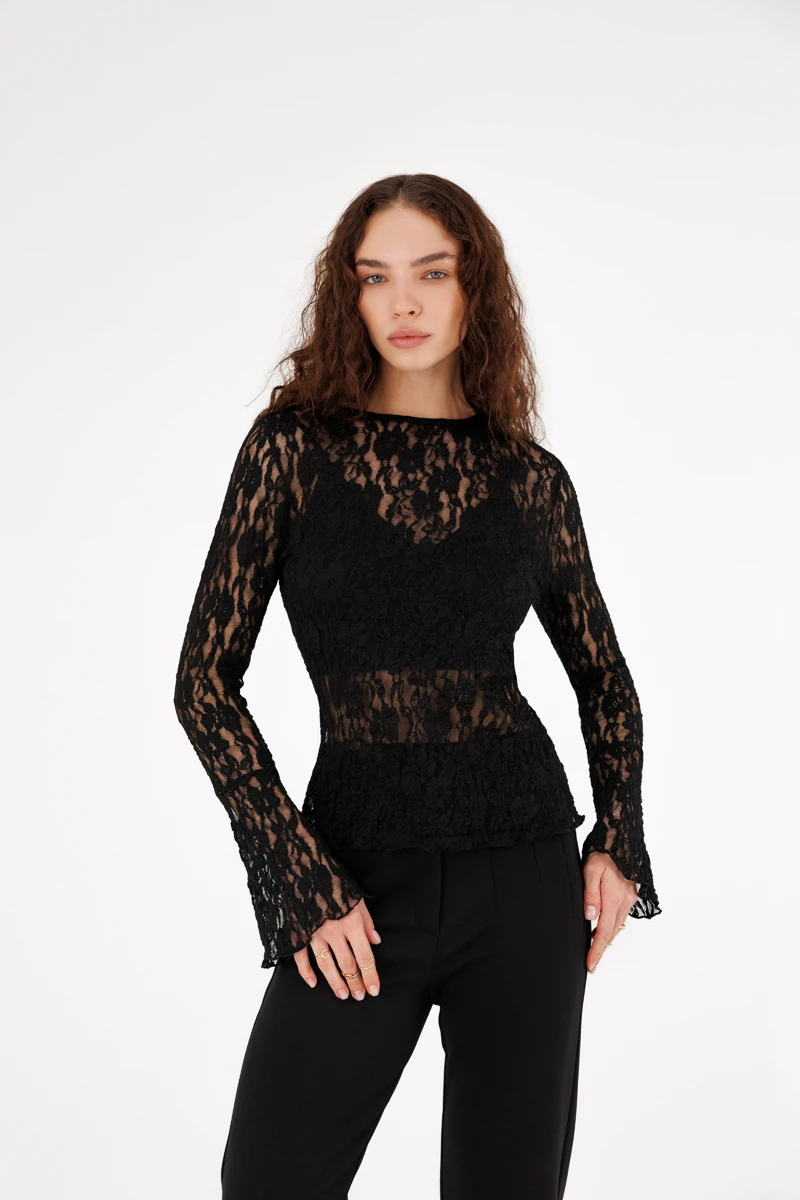 Trompet Kol Dantel Bluz