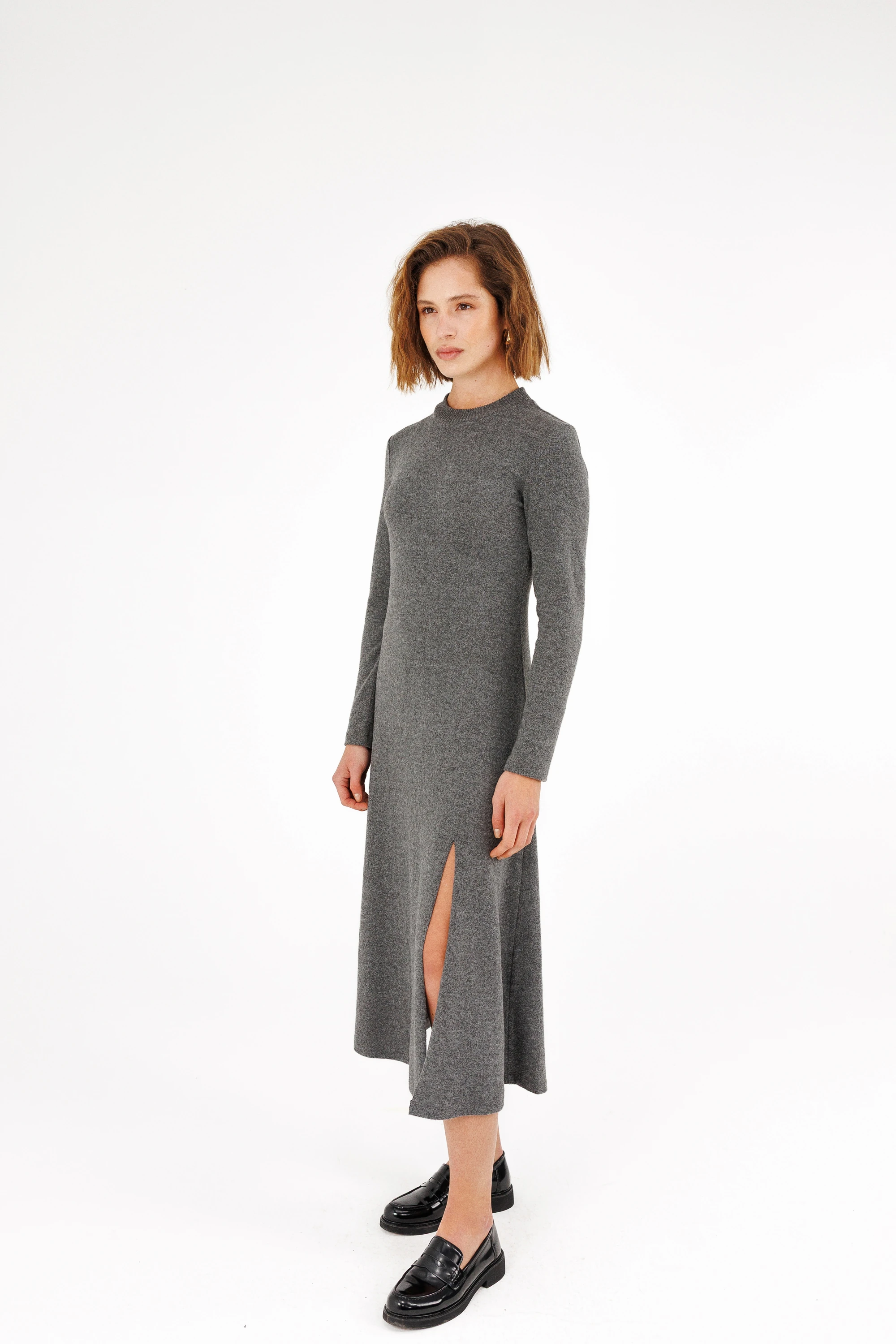 Yırtmaçlı Midi Boy Elbise