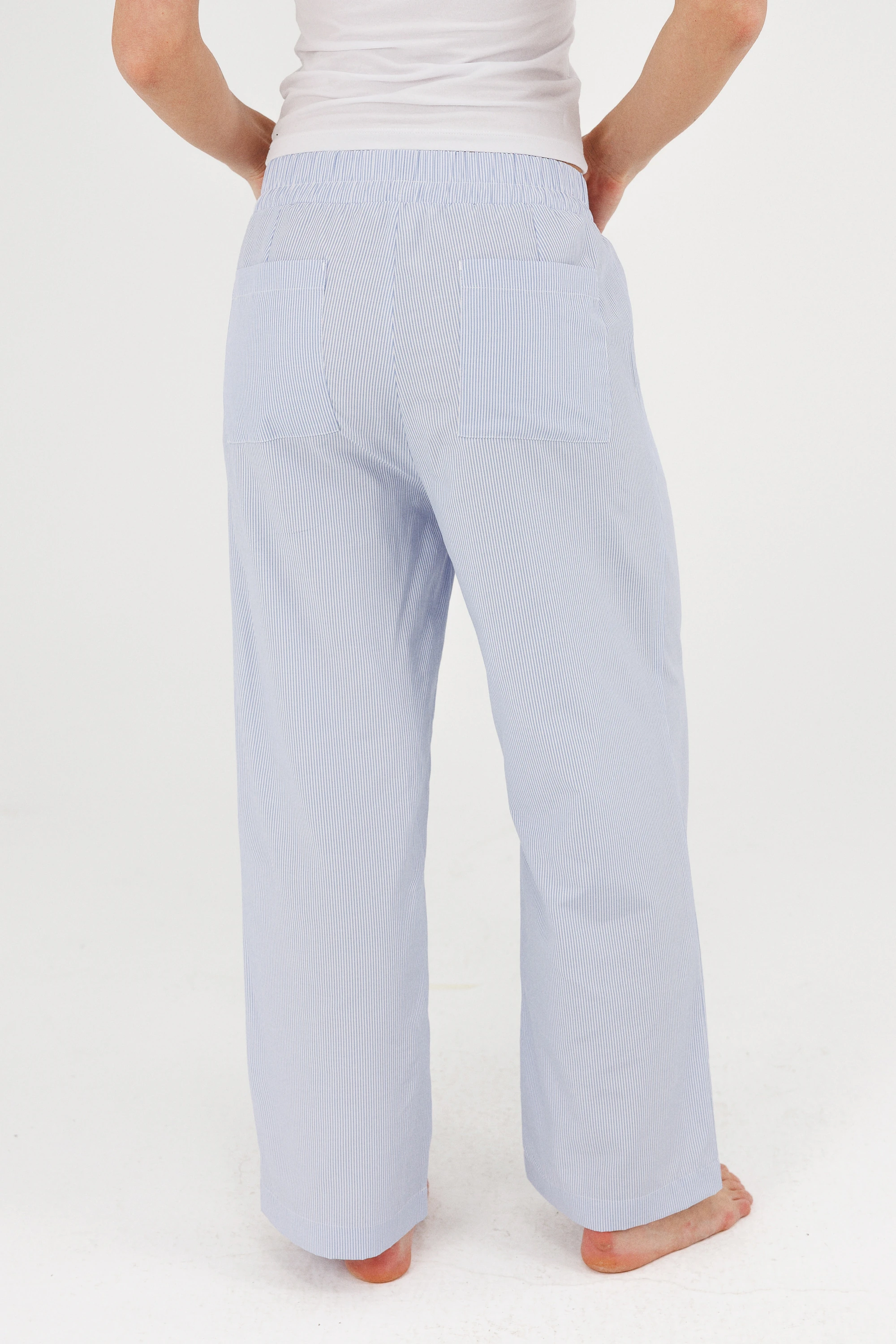 Cep Detaylı Çizgili Pijama Pantolon