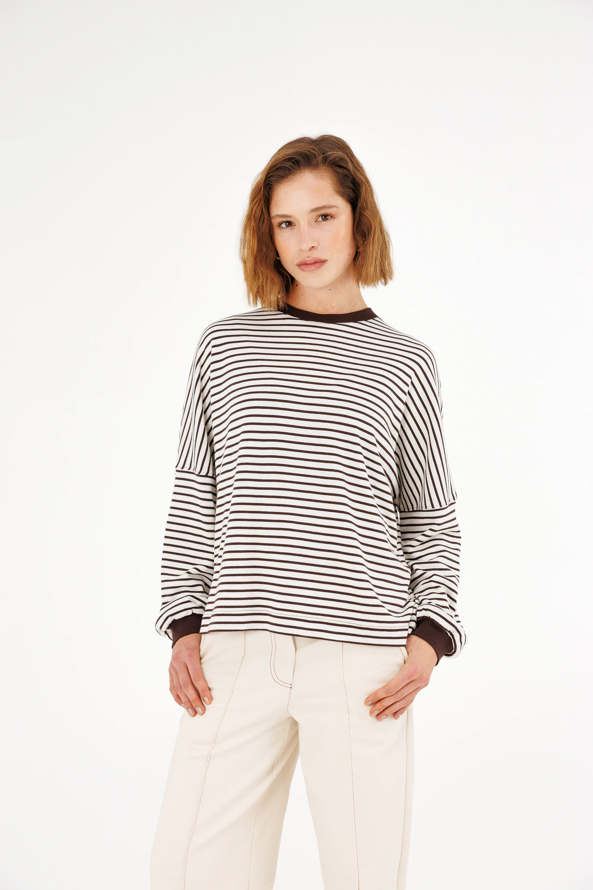 Çizgili Yumuşak Basic Sweatshirt