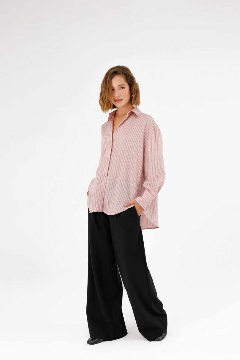 Oversize Çizgili Gömlek