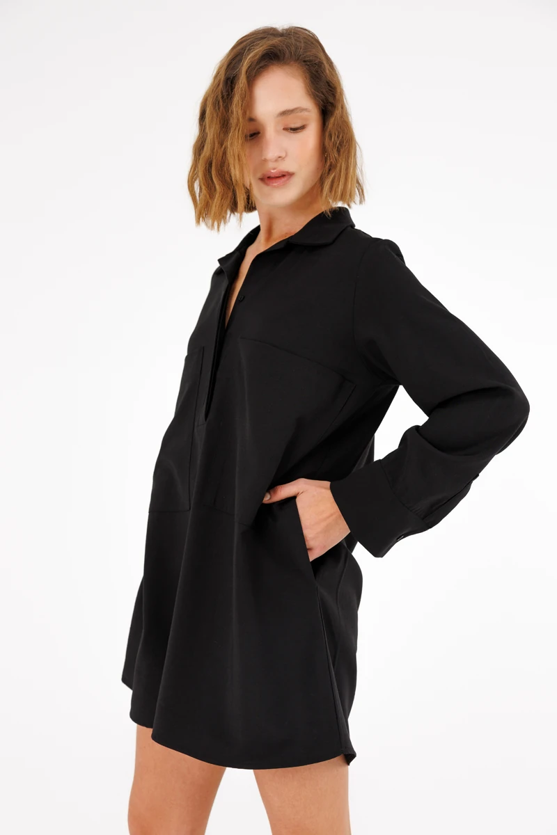 Cepli Mini Gömlek Elbise