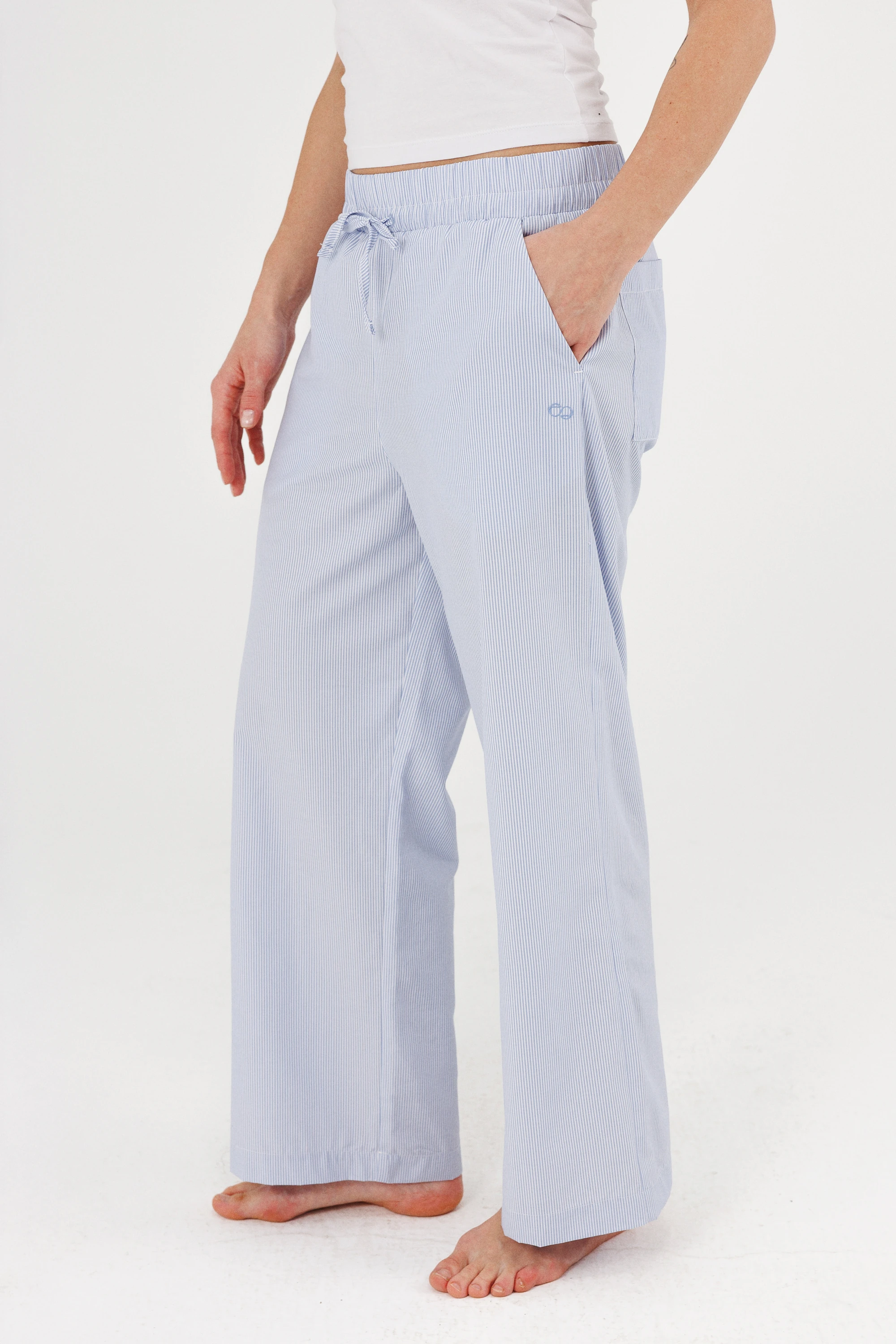 Cep Detaylı Çizgili Pijama Pantolon