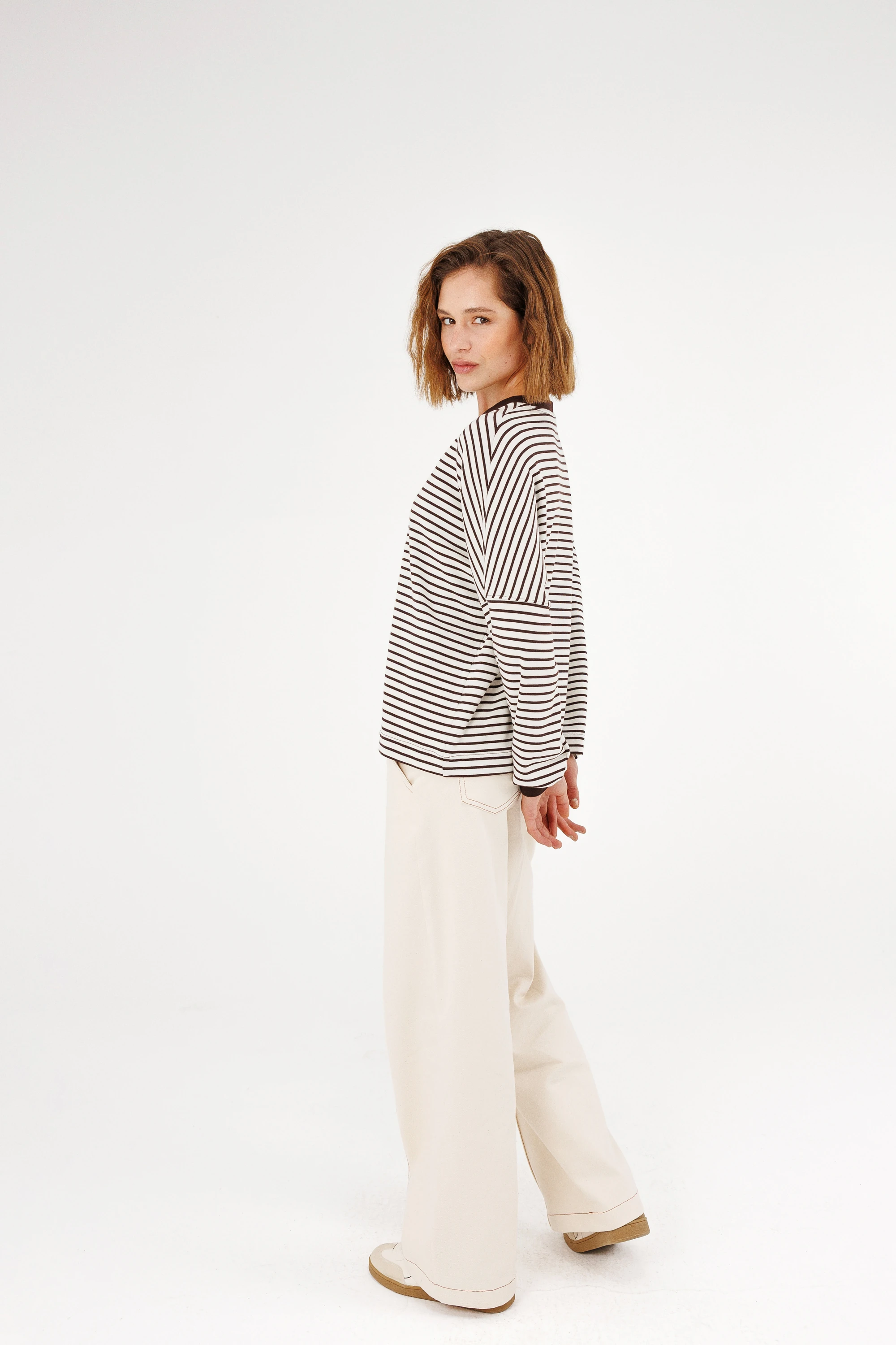 Çizgili Yumuşak Basic Sweatshirt