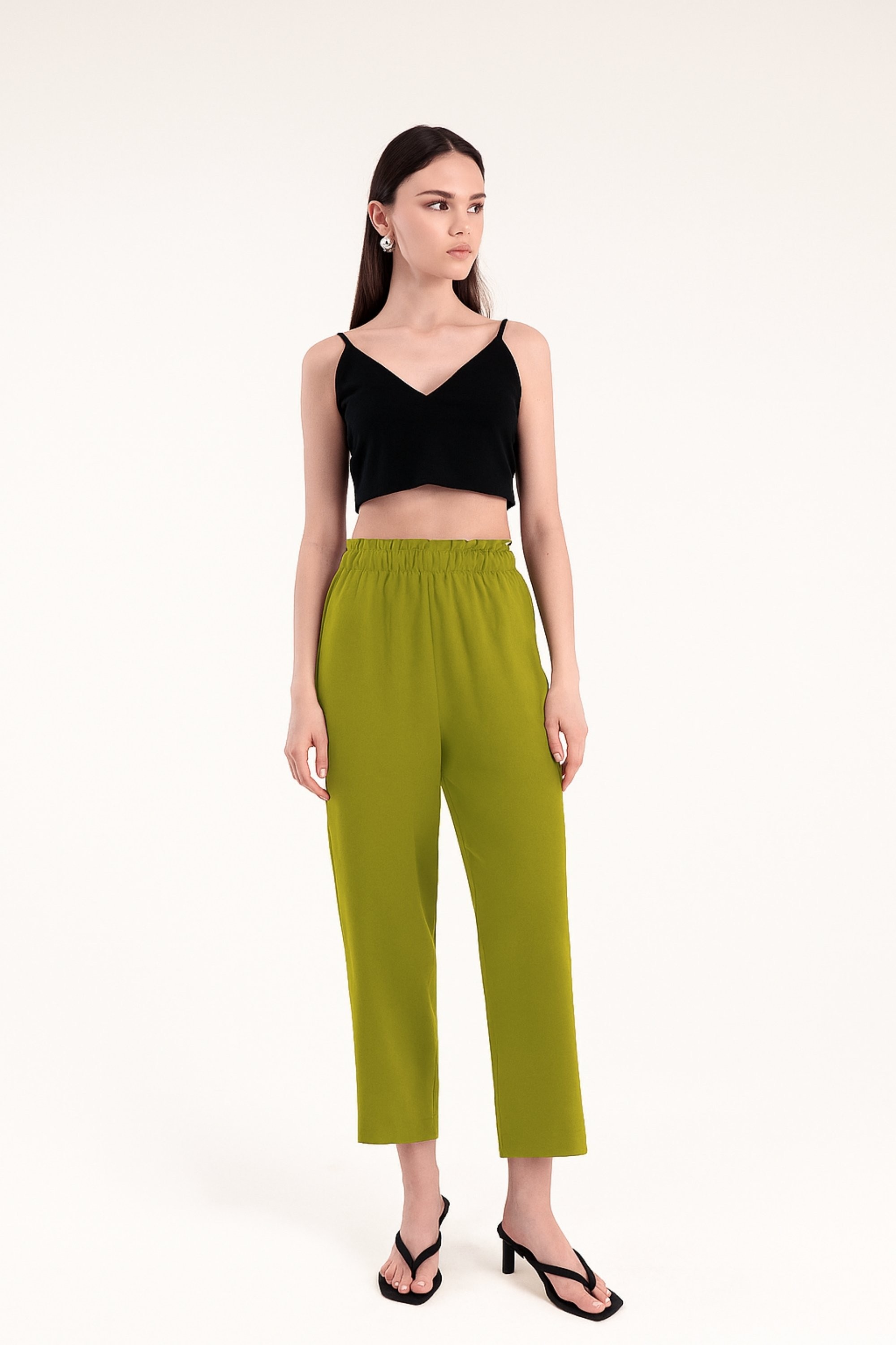 Yumuşak Dokulu Cepli Rahat Pantolon - Yeşil 0185