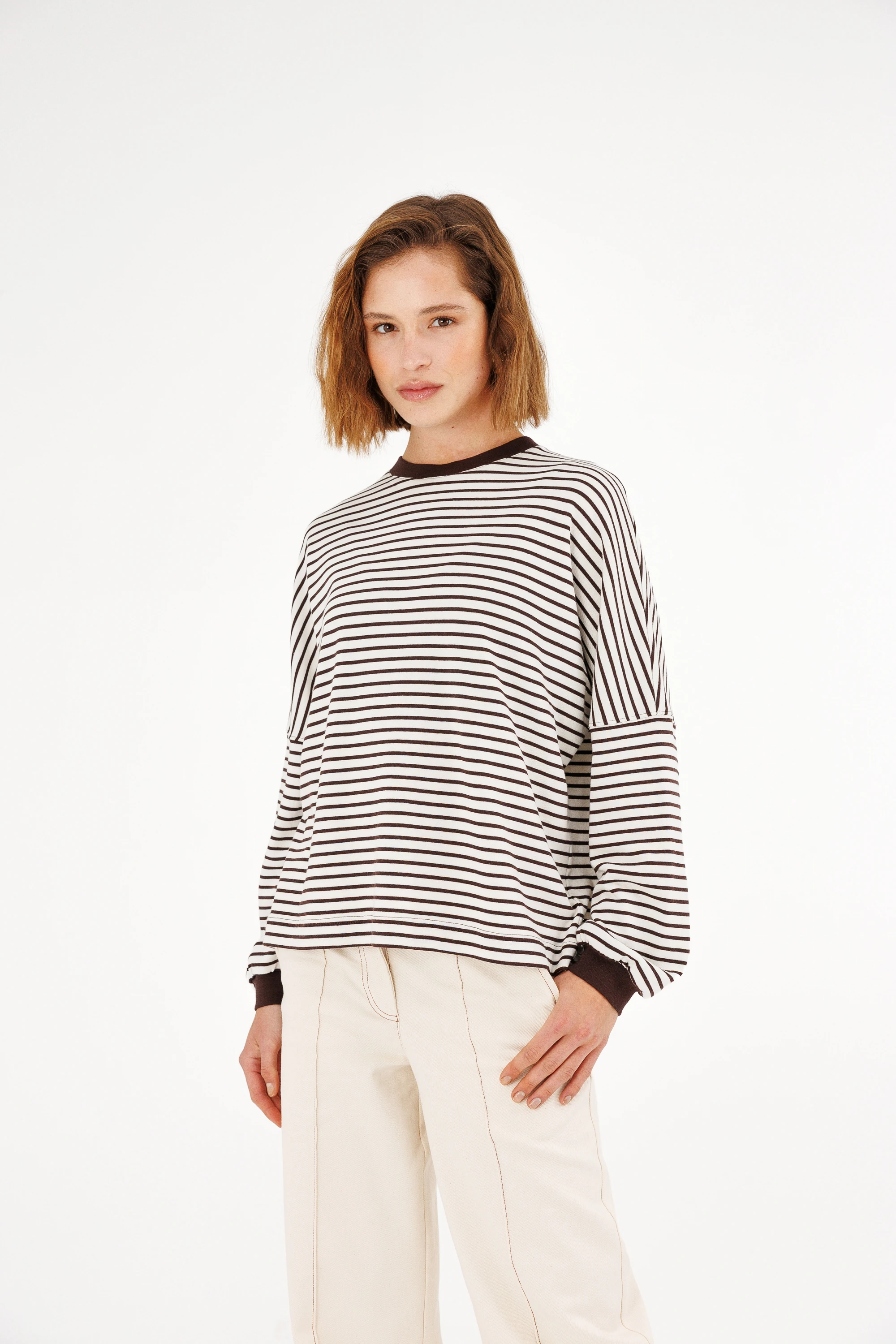 Çizgili Yumuşak Basic Sweatshirt