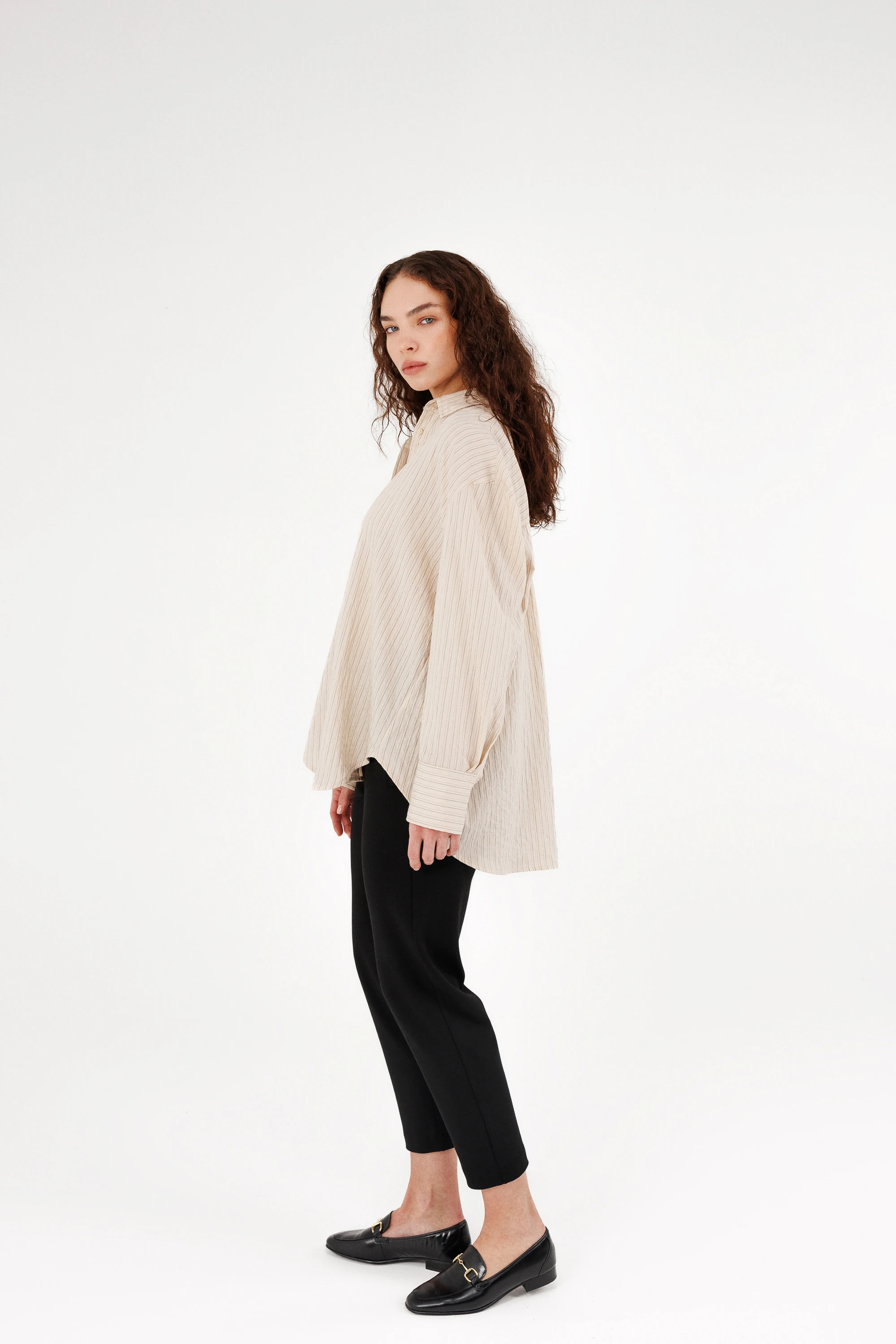 Oversize Çizgili Gömlek