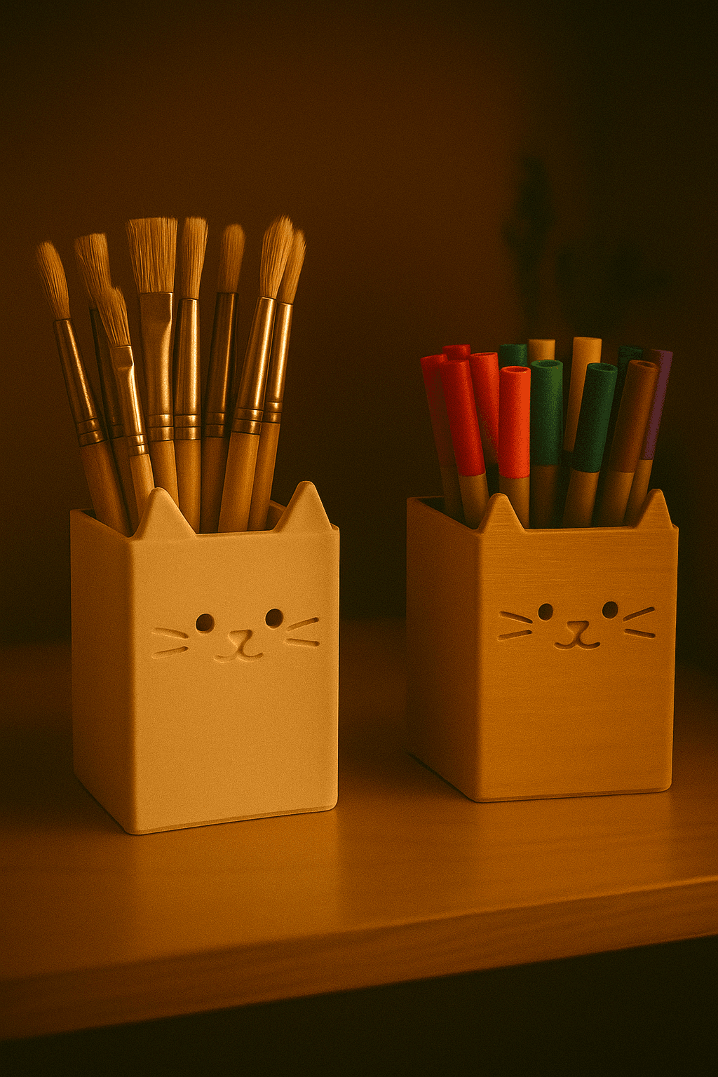Kutu-Kedi Şeklinde kalemlik