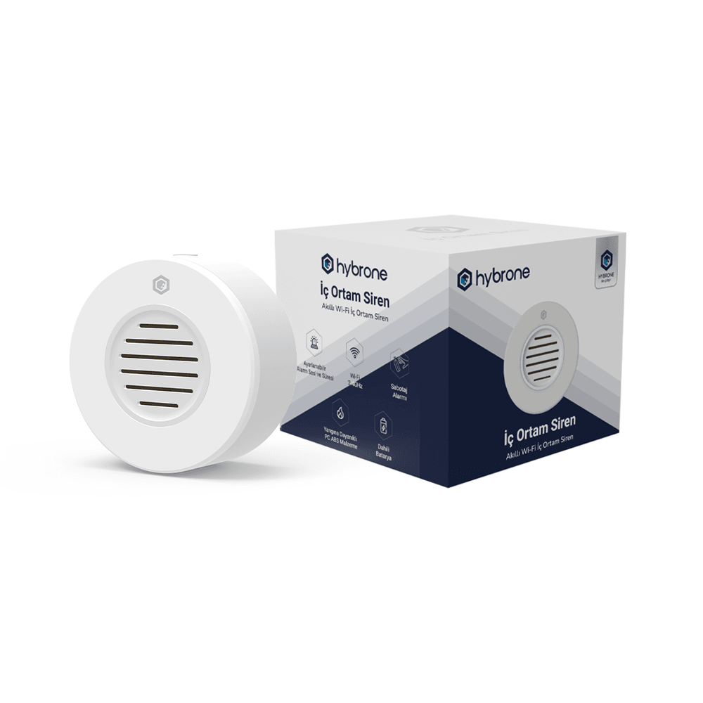 Hybrone Akıllı İç Ortam Siren, Uzaktan Kontrol, Ayarlanabilir Ses Süresi, Yangına Dayanıklı