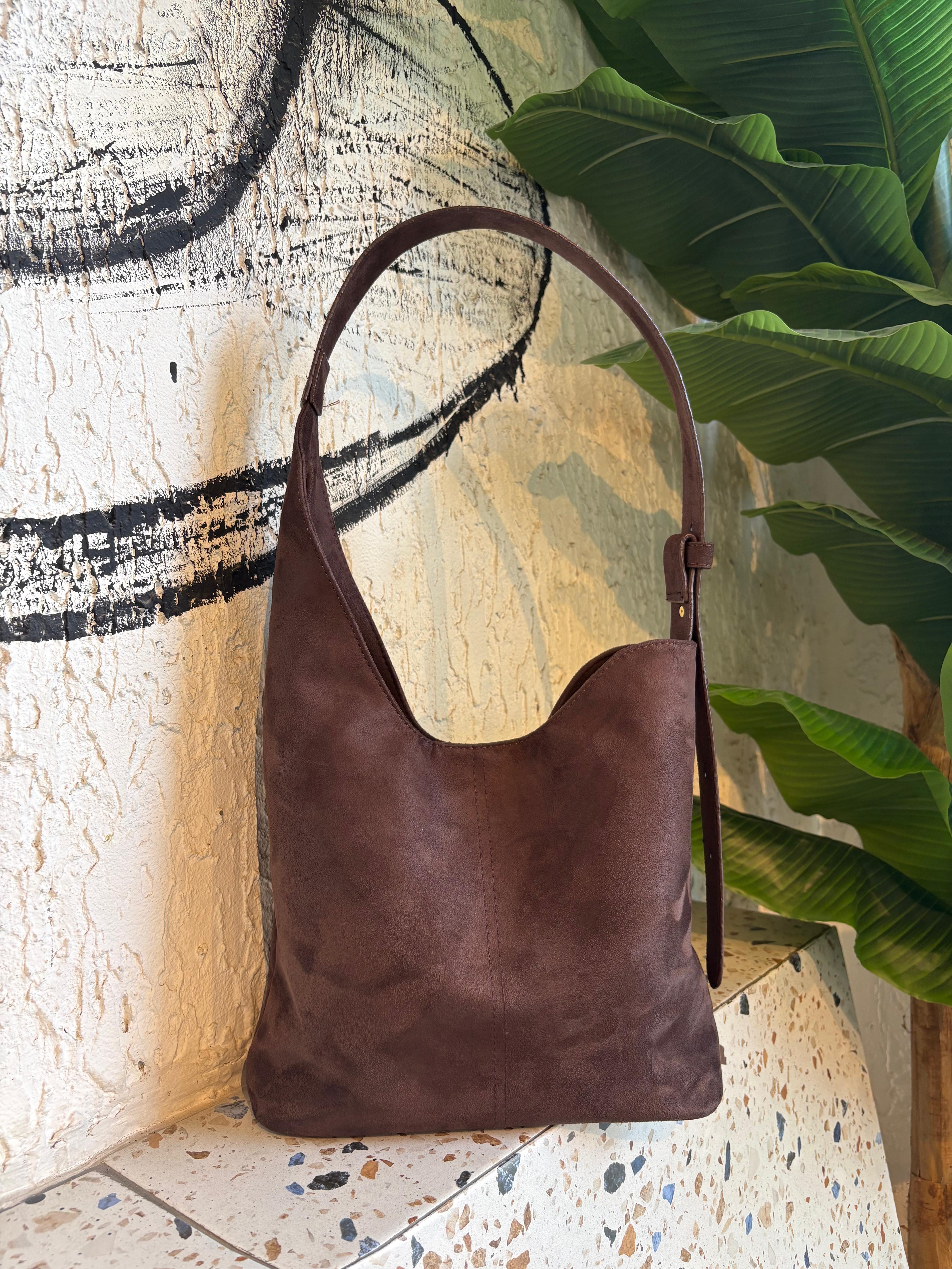 Elaris Süet Omuz Çantası - KAHVERENGİ