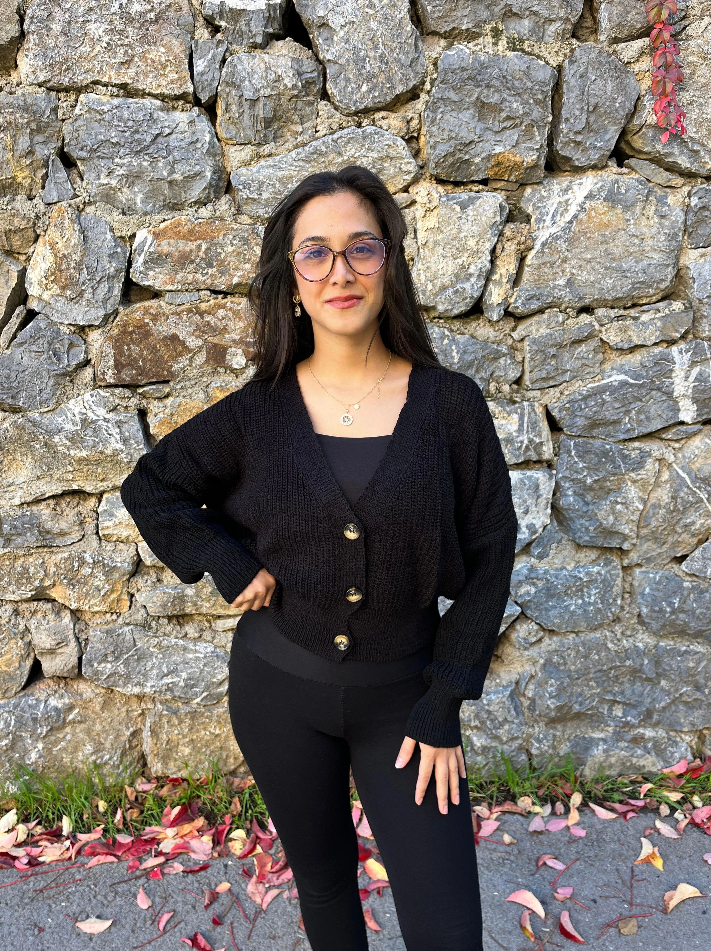 Düğmeli Örgü Kadın Hırka