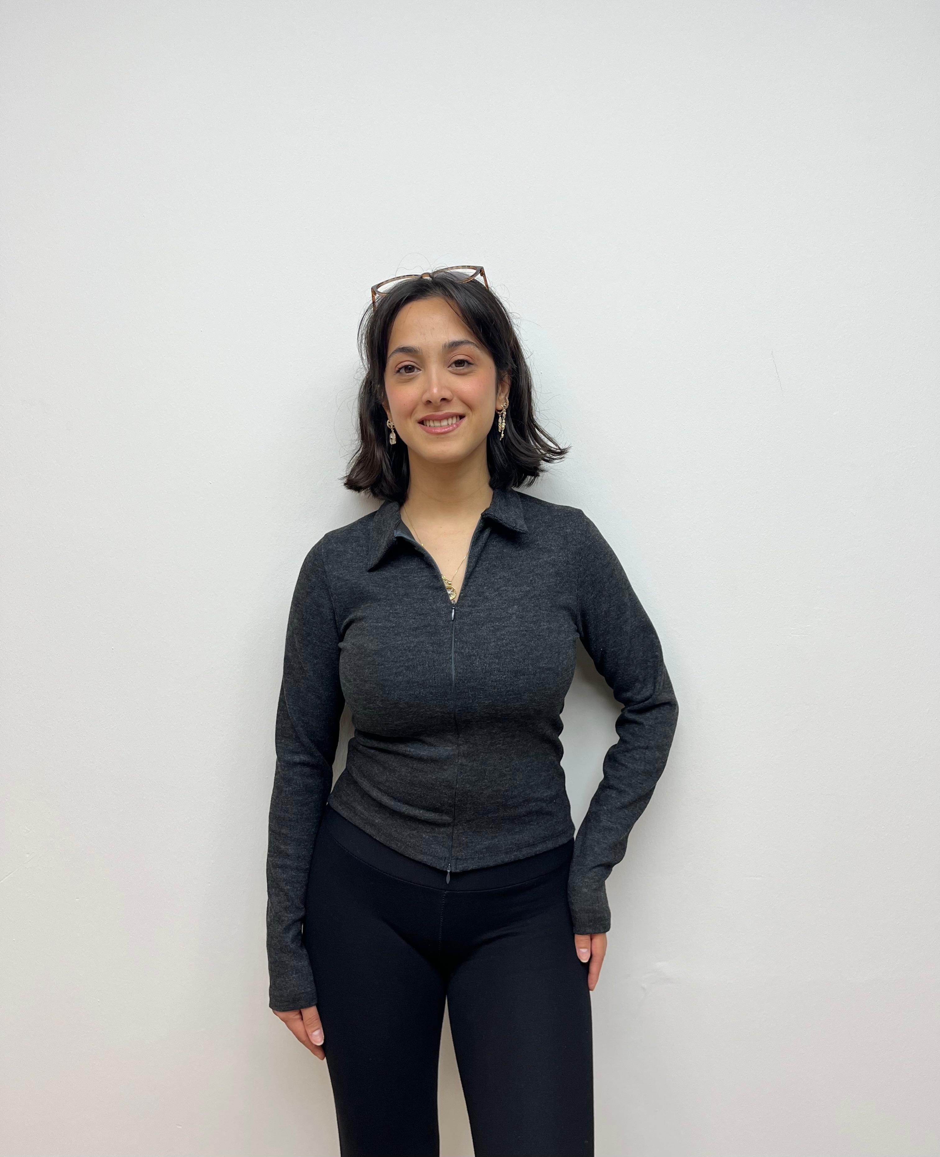 Fermuarlı Uzun Kollu Bluz - ANTRASİT