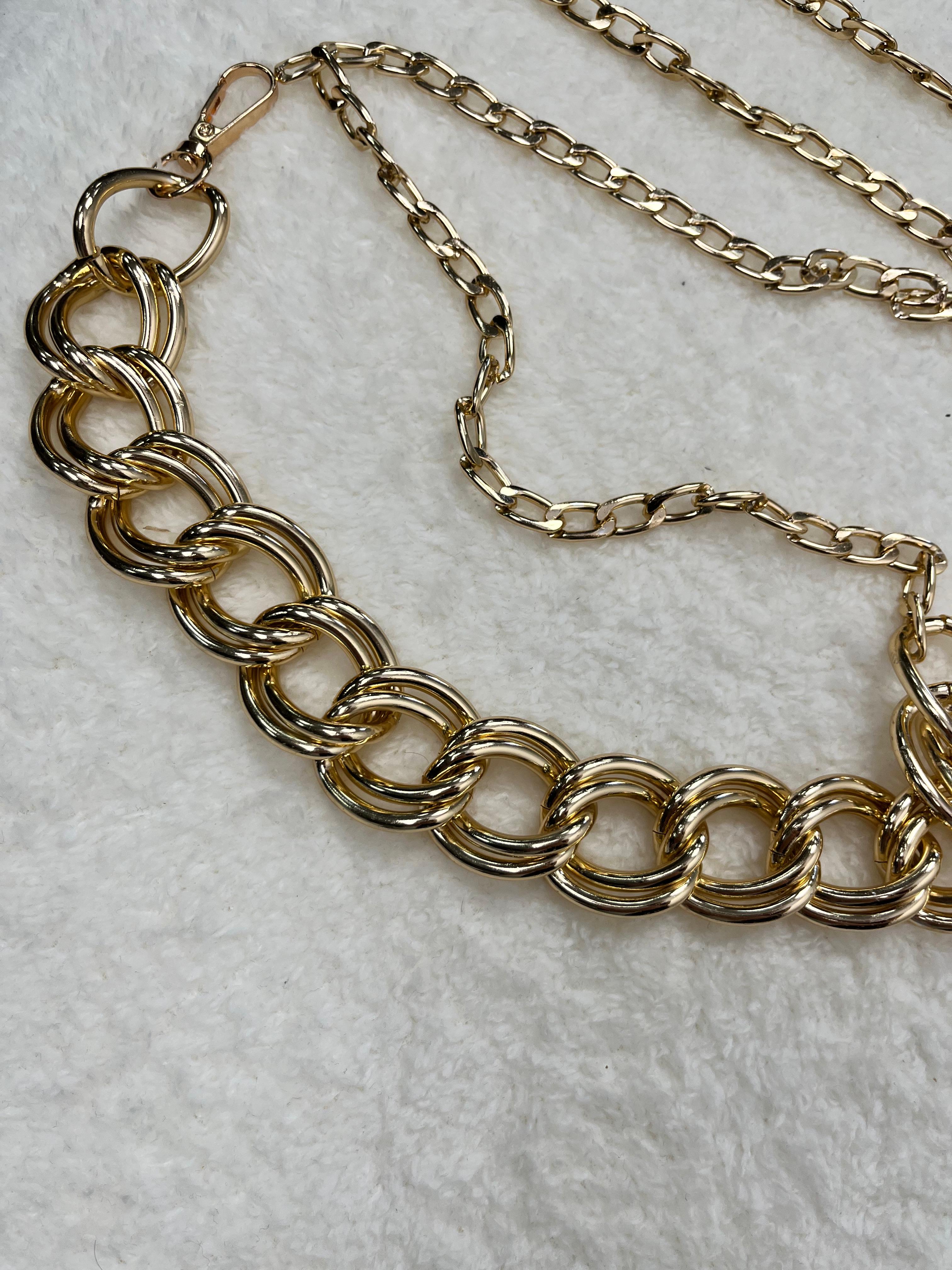 Kalın Halkalı Metal Zincir Kemer