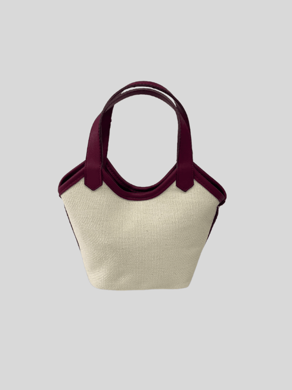 CANVAS DERİ DETAYLI ÇANTA - VİŞNE KULP
