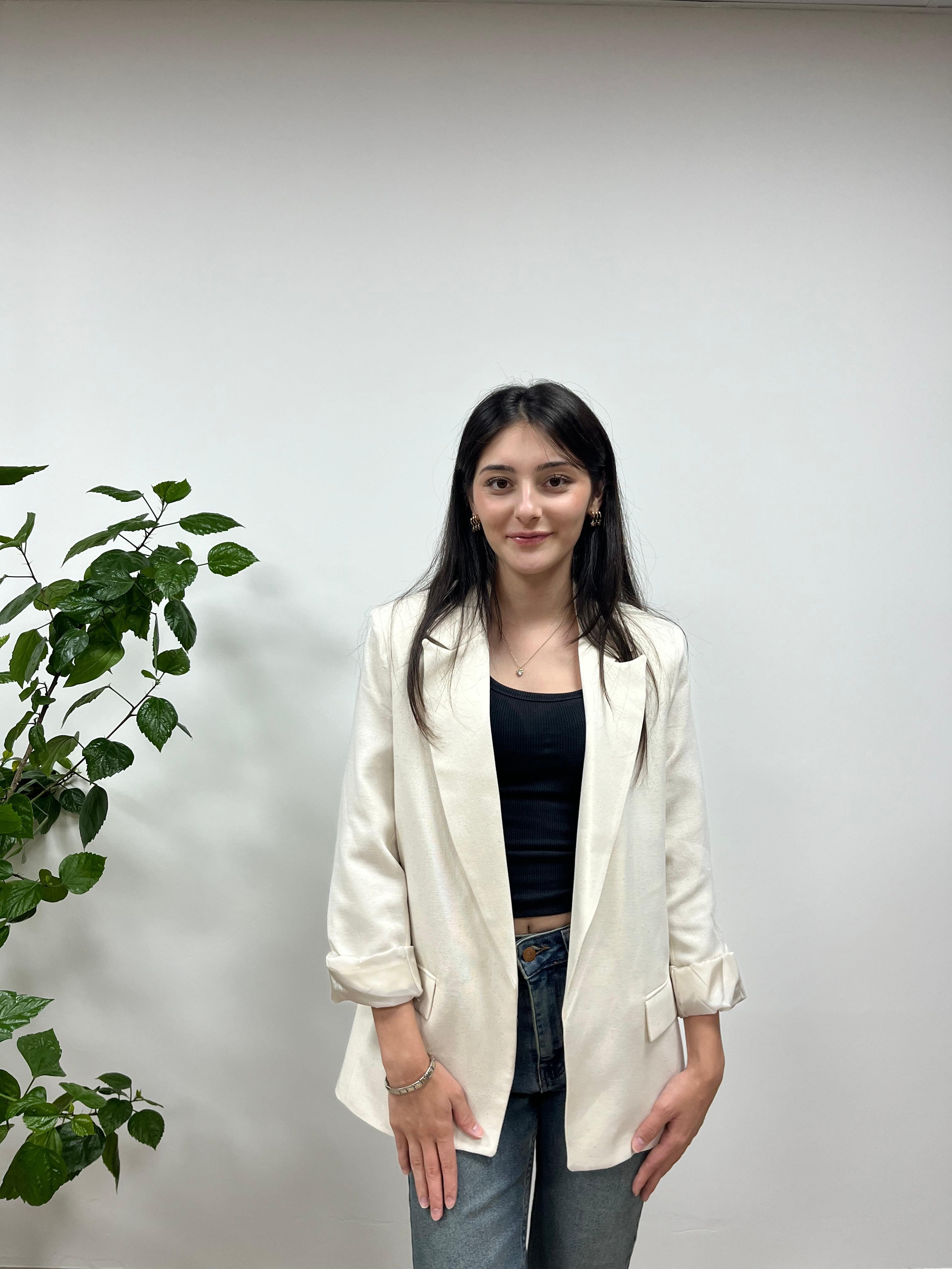 Blazer Ceket - NATUREL