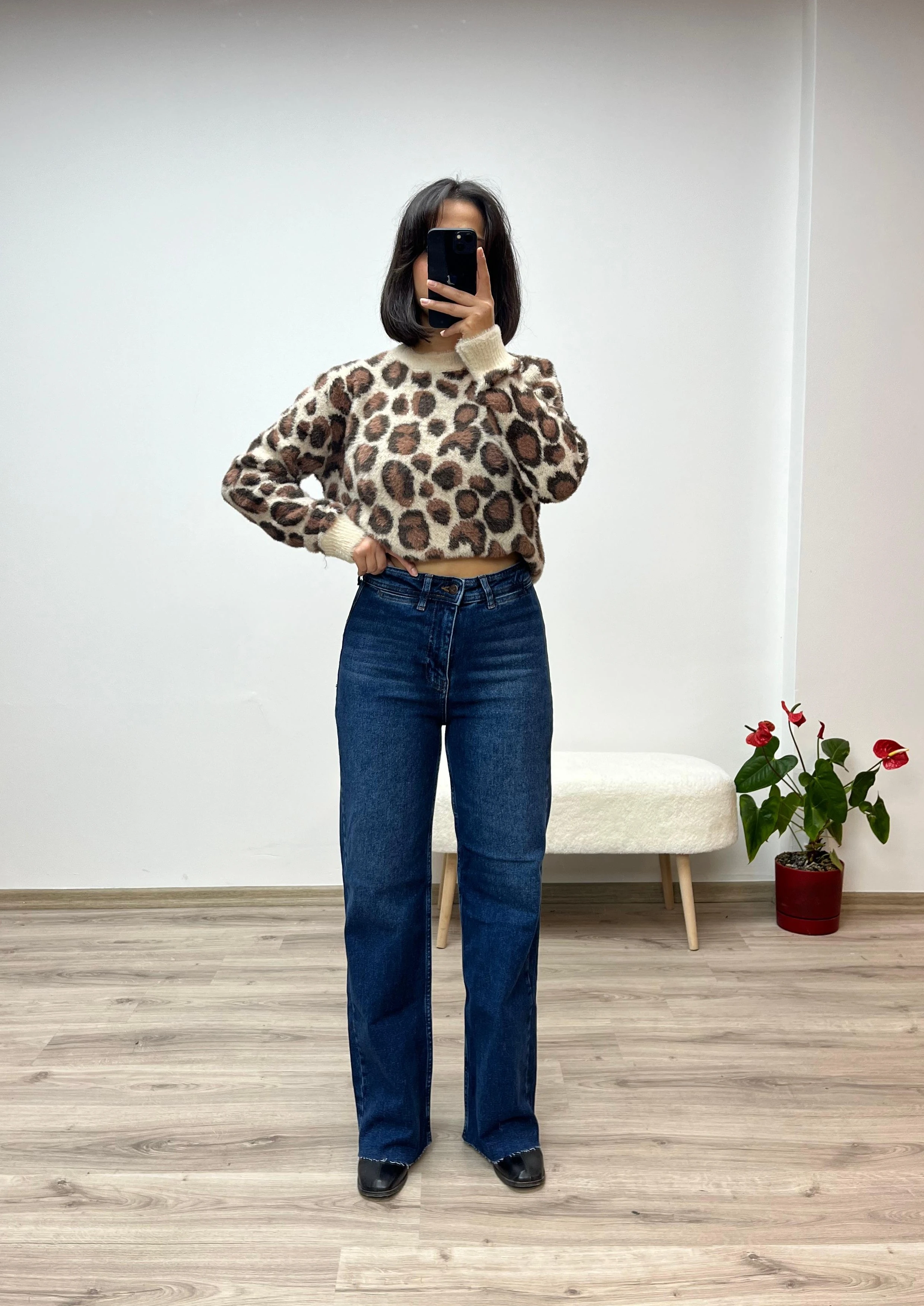 Bol Paça Palazzo Kot Pantolon - MAVİ