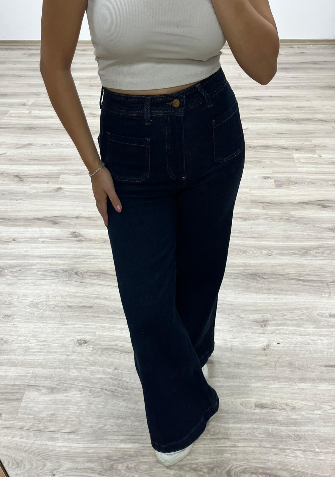 Bol Paça Yüksek Bel Denim Pantolon