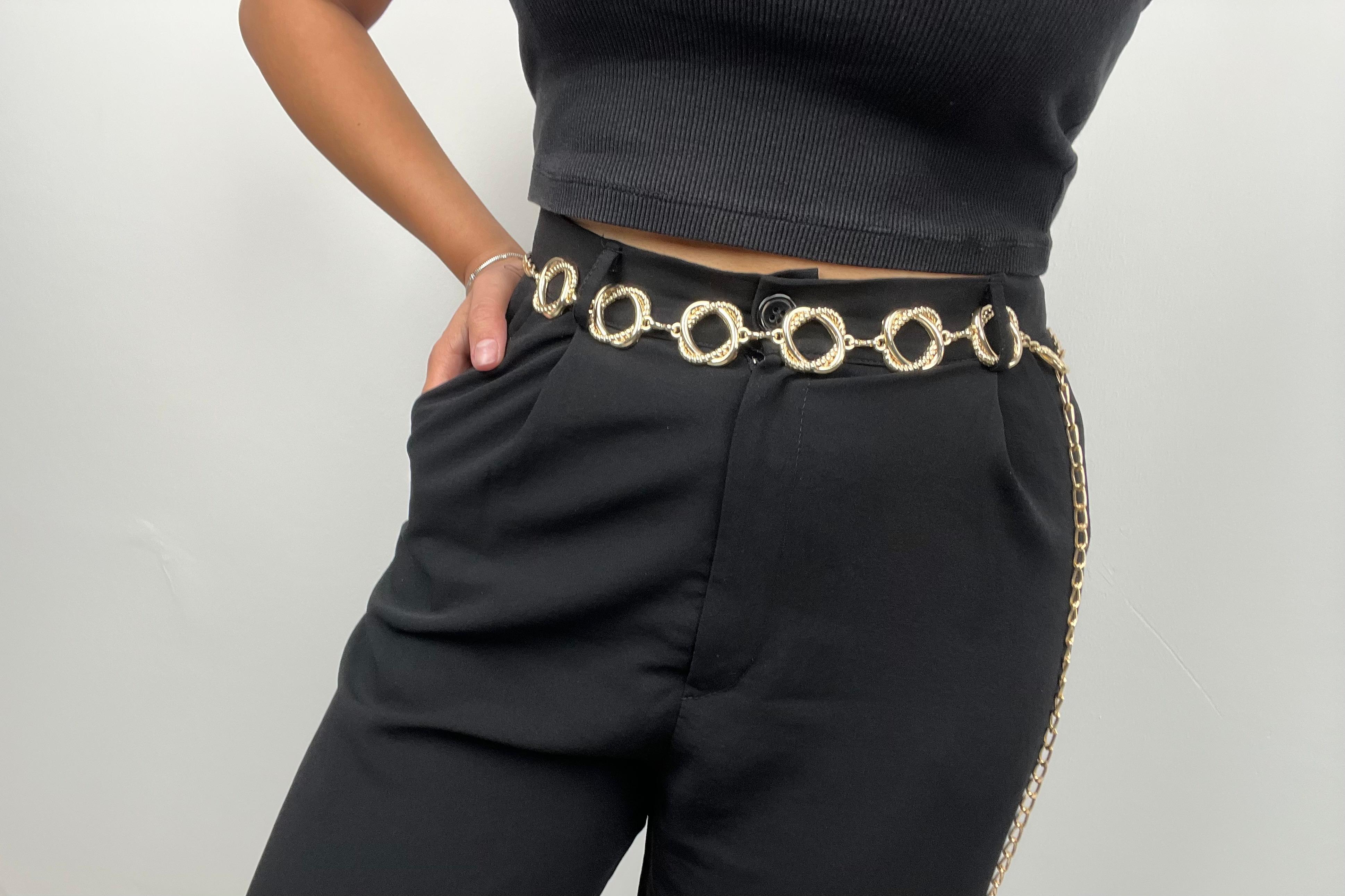 Bükümlü Halkalı Altın Zincir Kemer