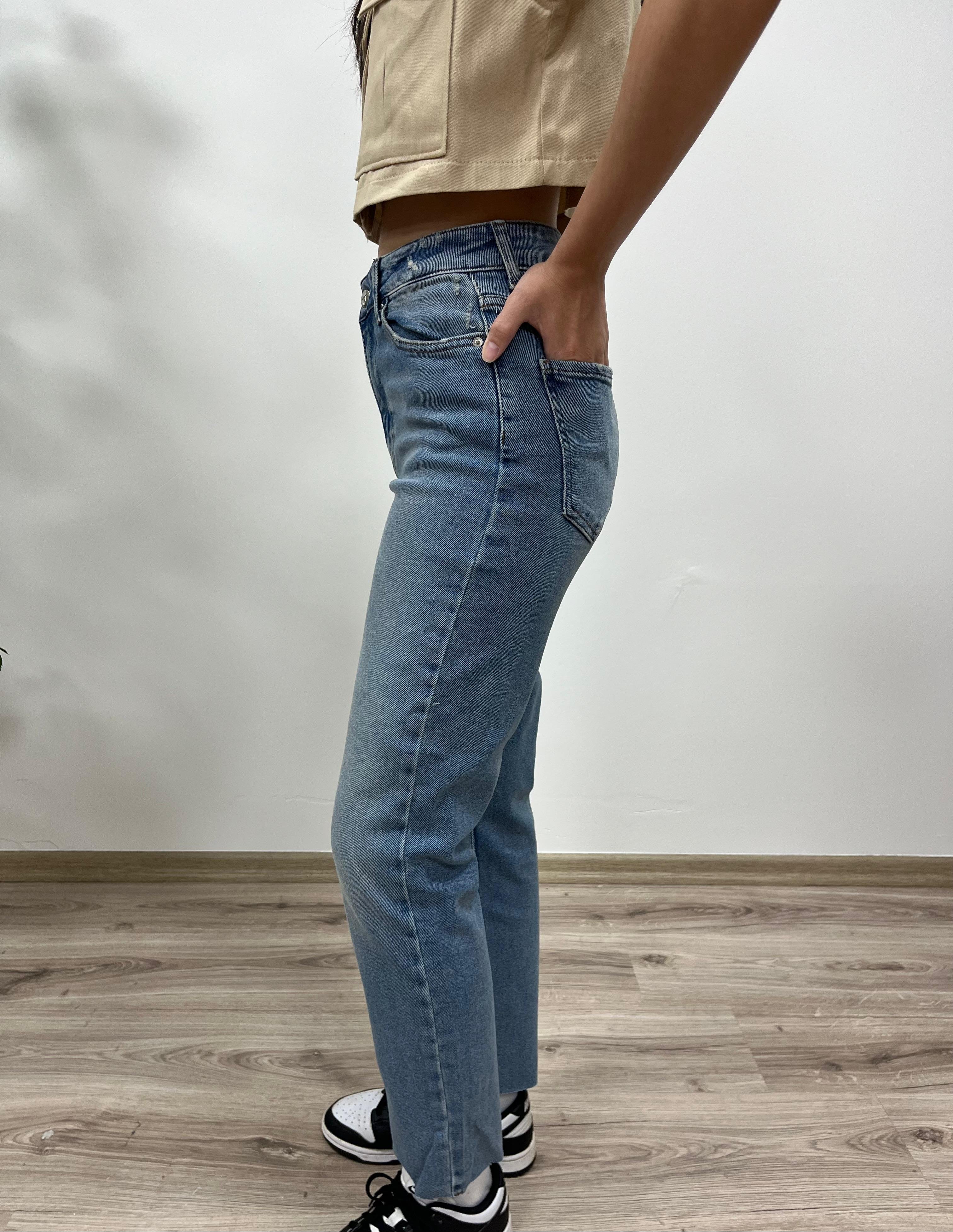 Açık Mavi Mom Fit Kot Pantolon 