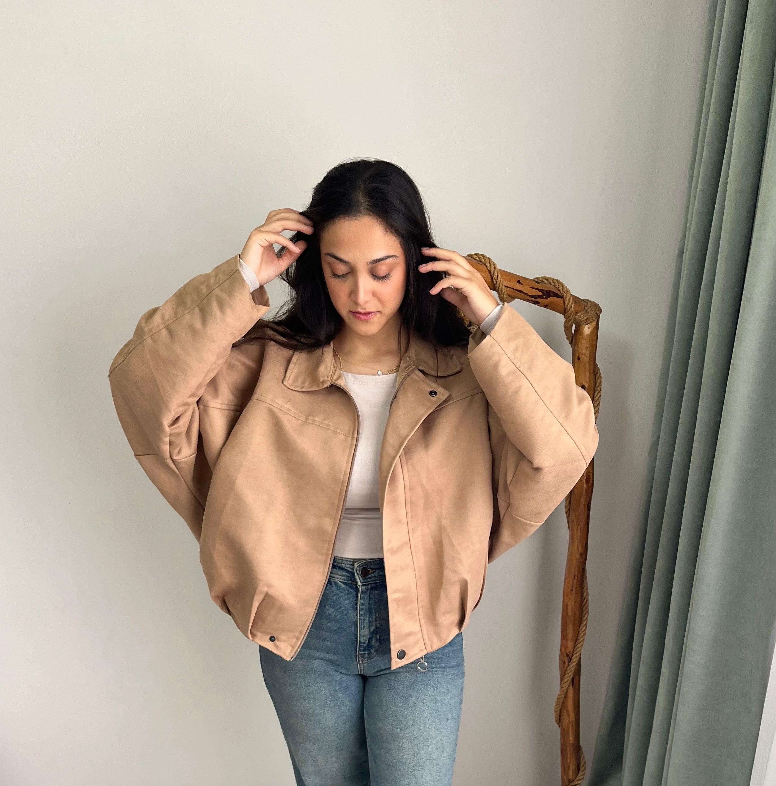 Süet Bomber Ceket - CAMEL