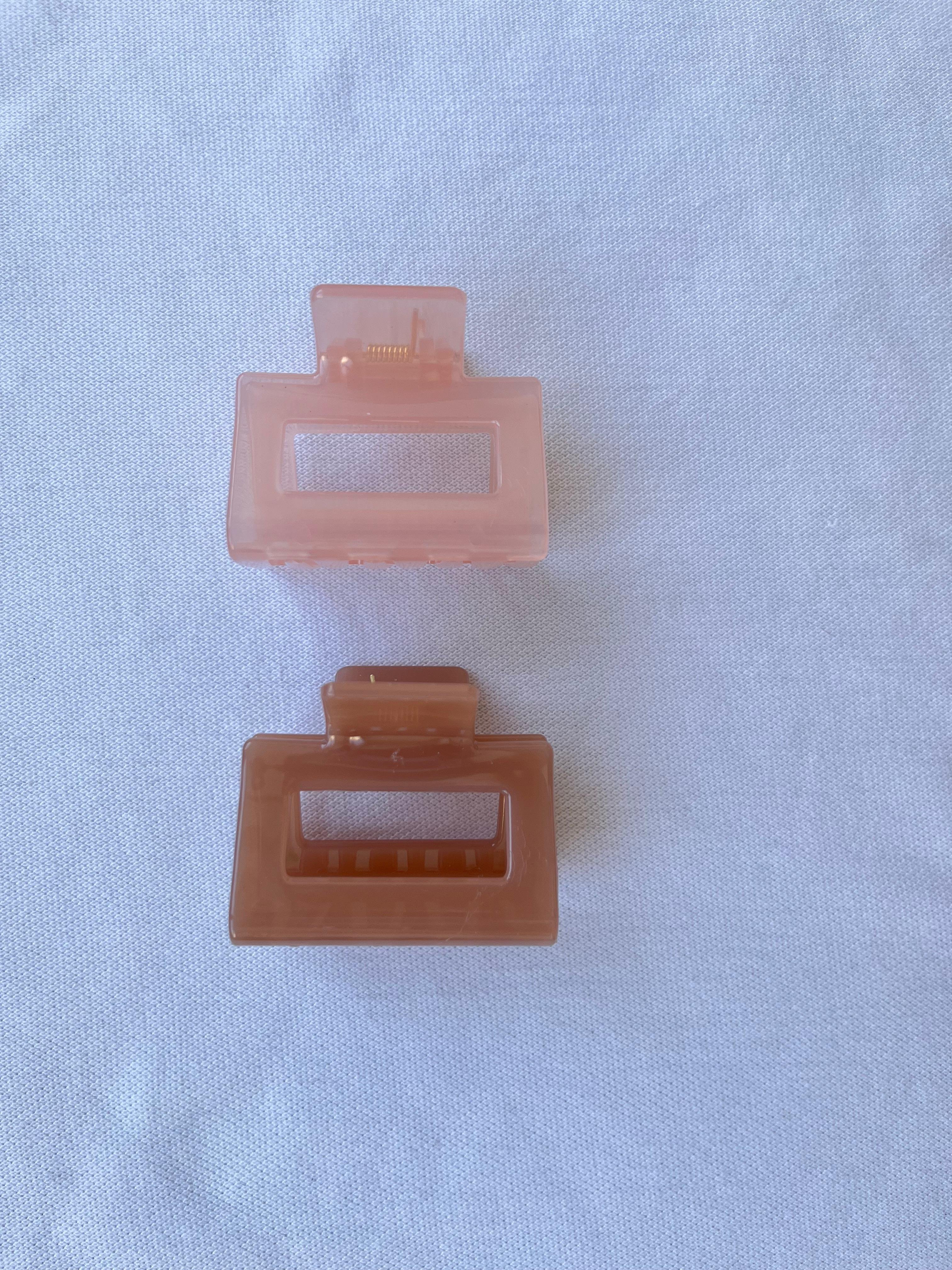 Pastel Renkli 2'li Orta Boy Saç Toka Seti - pudra pembe-vizon