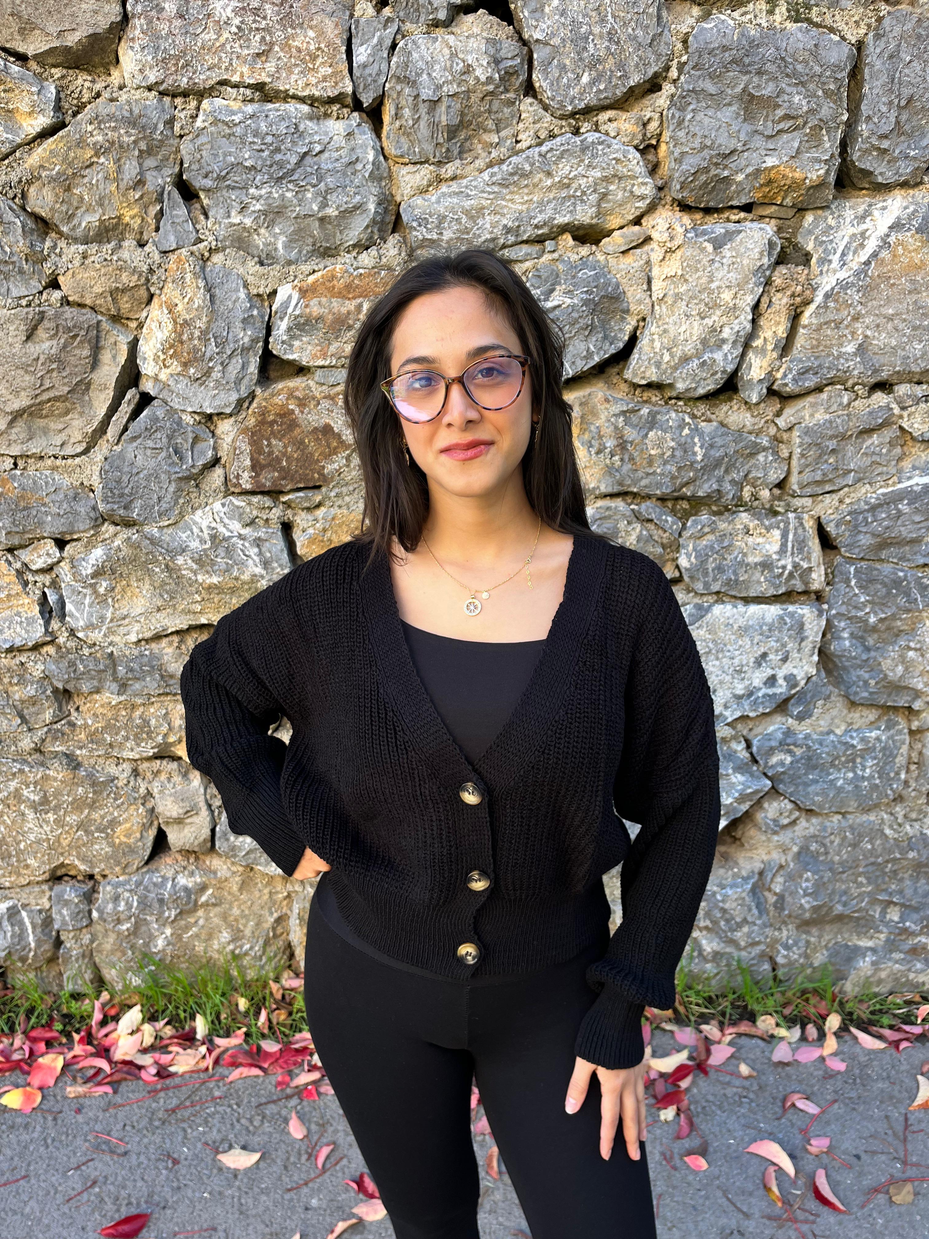 Düğmeli Örgü Kadın Hırka