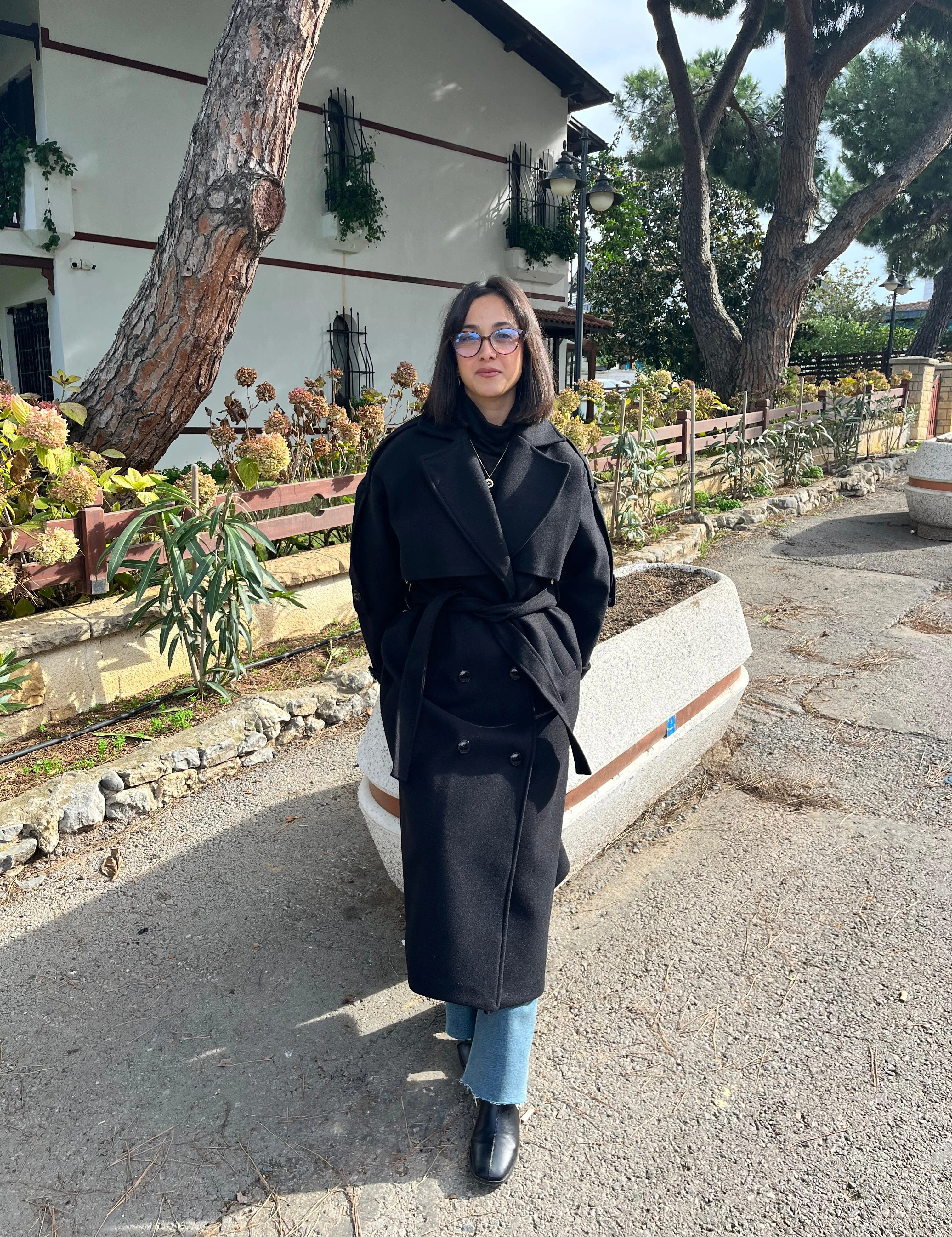 Premium Kaşe Kemerli Uzun Kaban