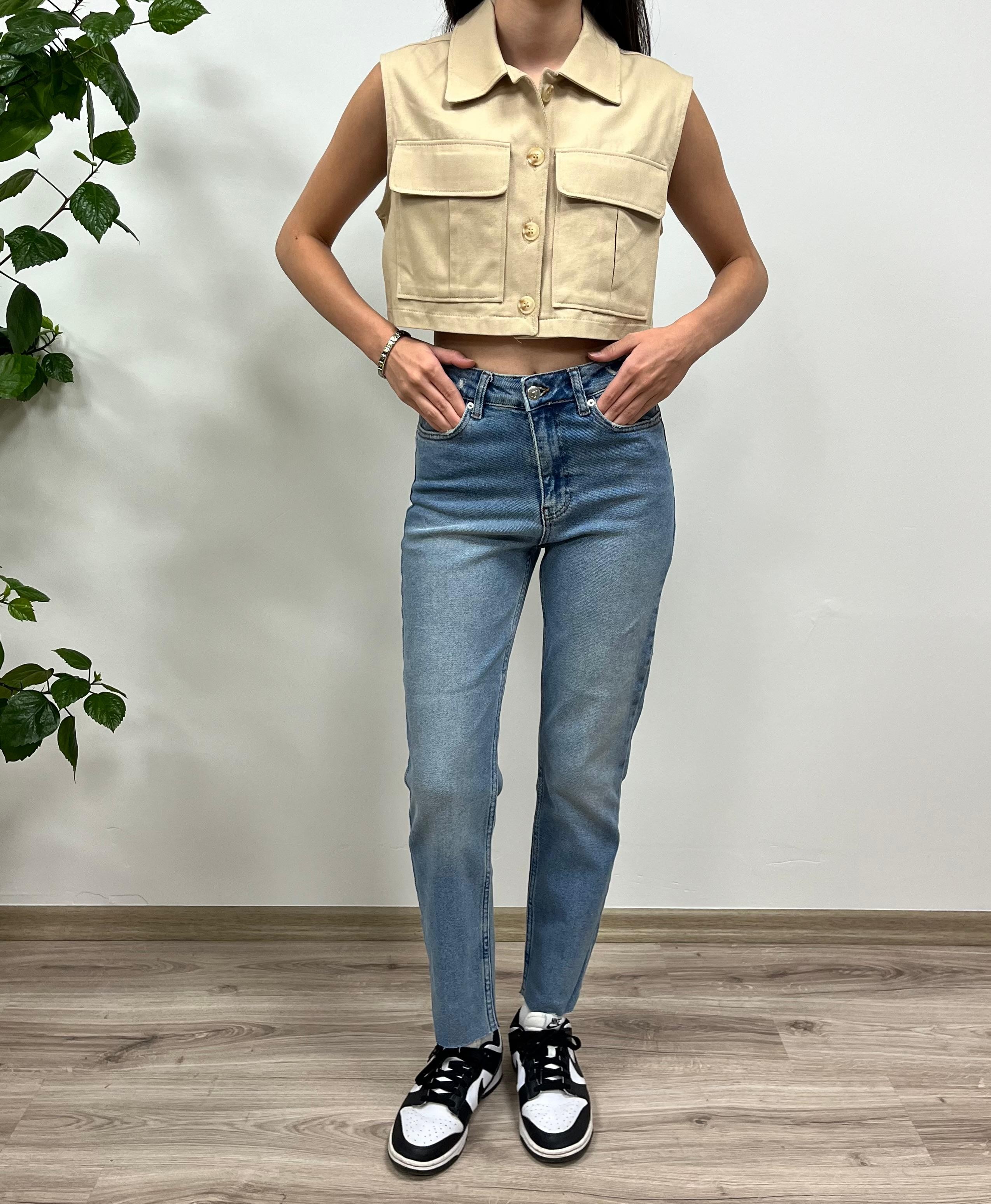 Açık Mavi Mom Fit Kot Pantolon 
