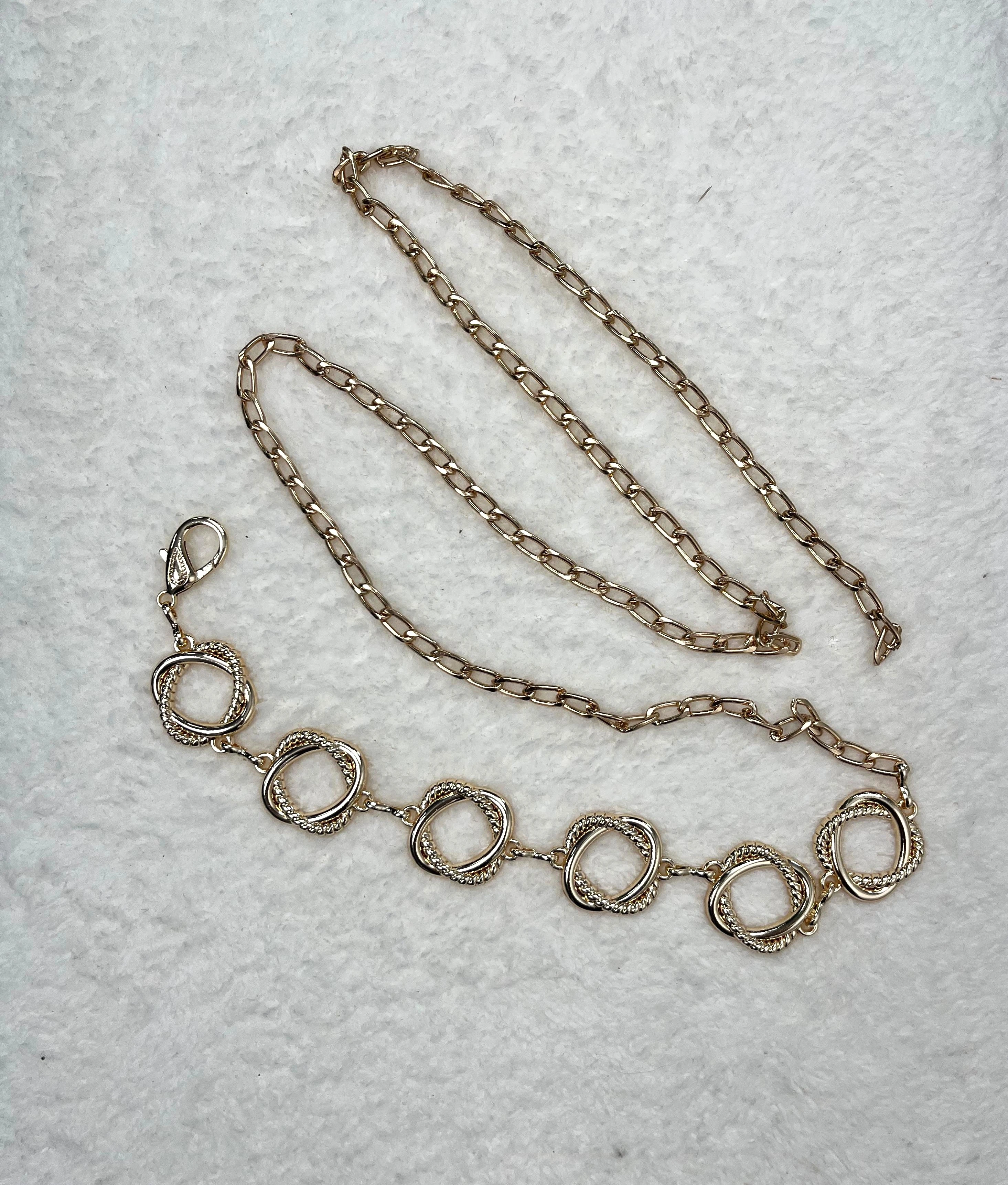 Bükümlü Halkalı Altın Zincir Kemer