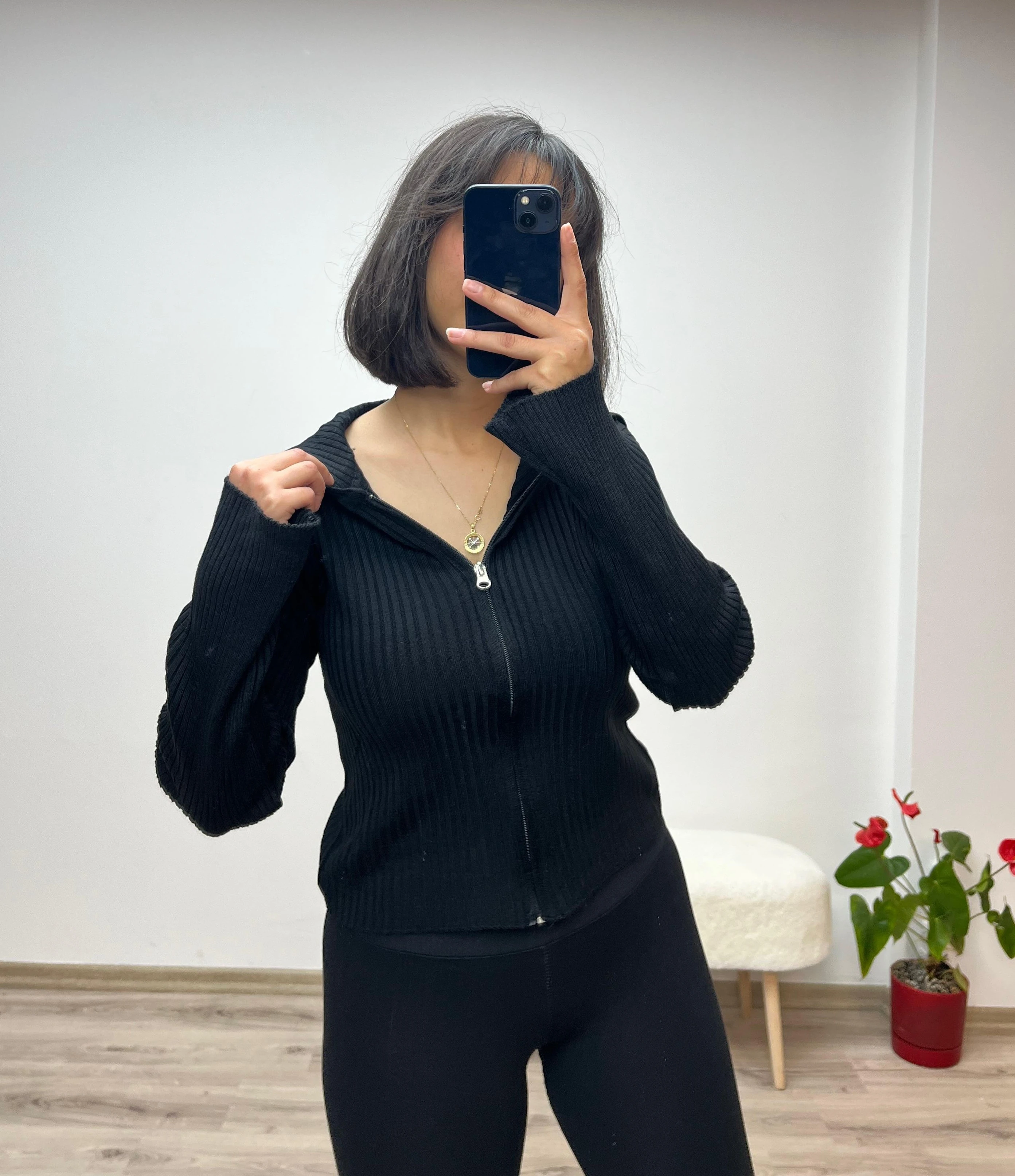 Fermuarlı Fit Triko Hırka