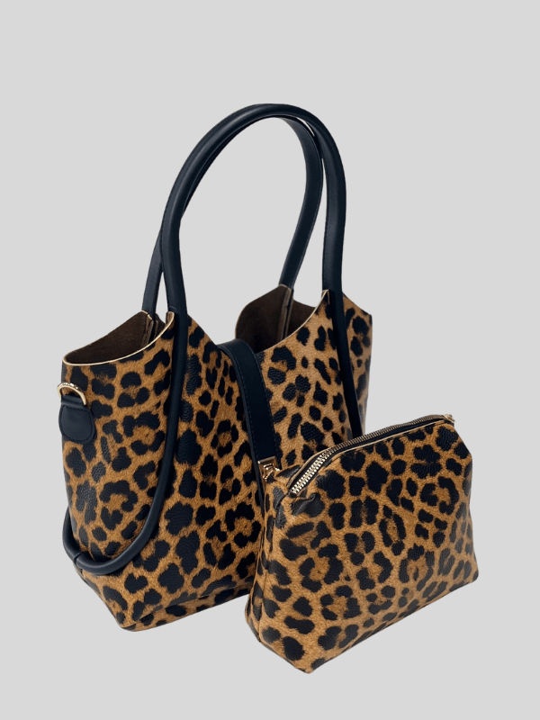 ÇİFT PARÇALI ÇANTA SETİ - LEOPAR