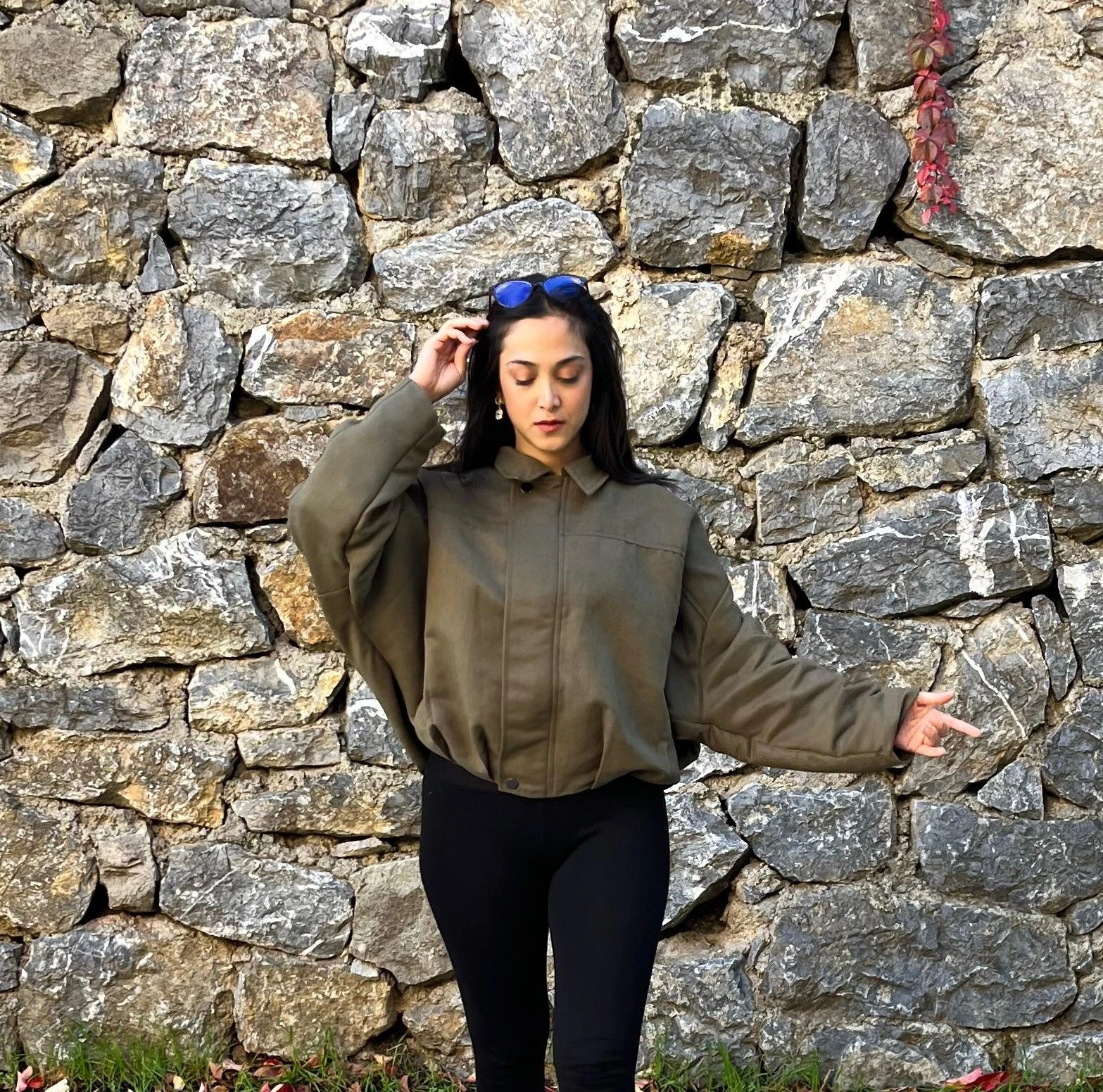 Süet Bomber Ceket - HAKİ