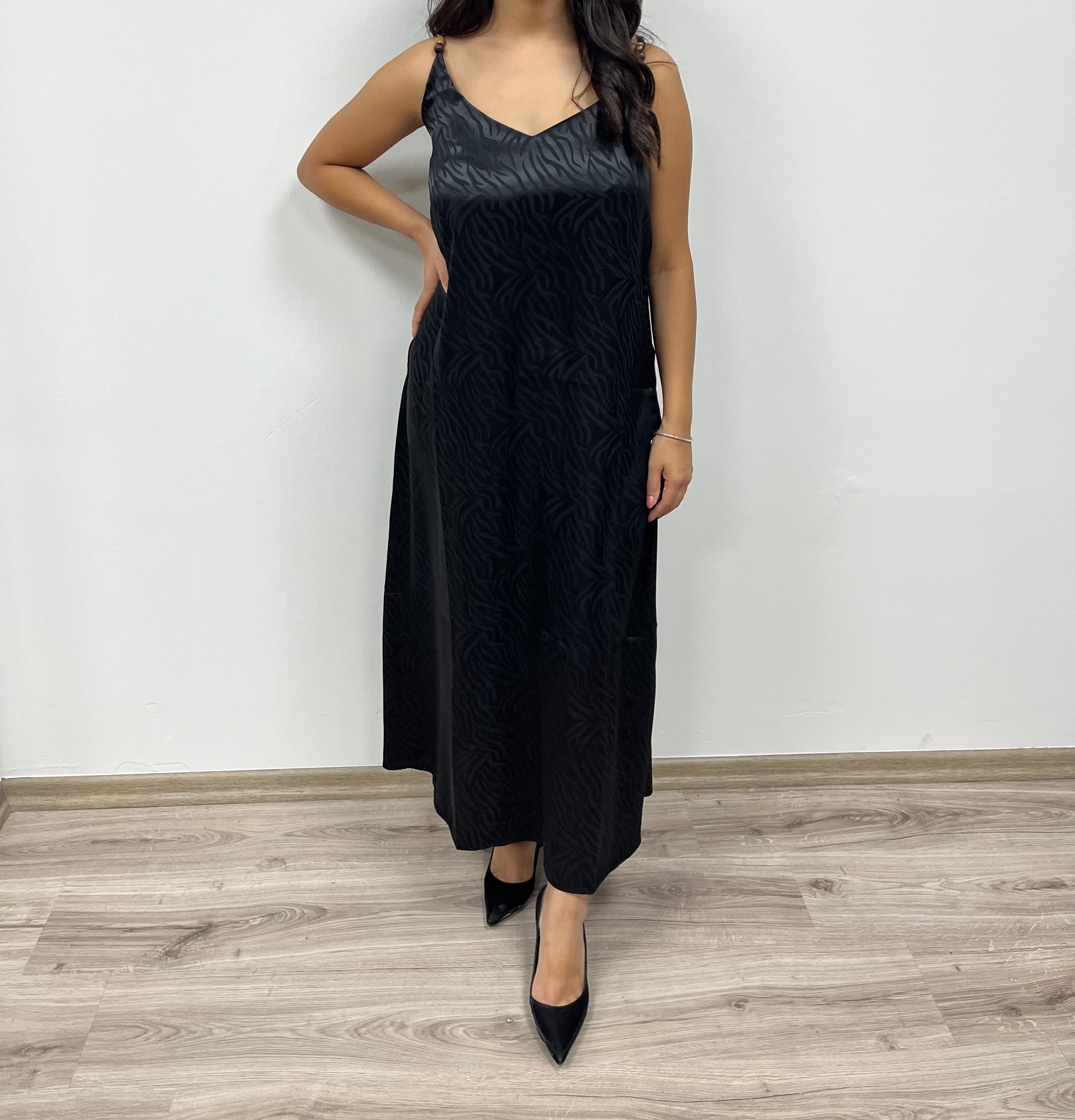 Zebra Desenli Saten Elbise