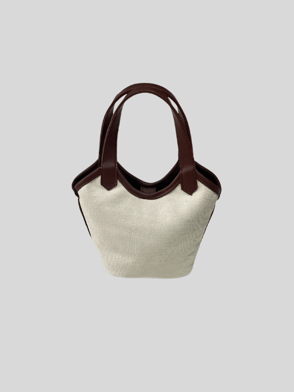 CANVAS DERİ DETAYLI ÇANTA - KAHVERENGİ KULP