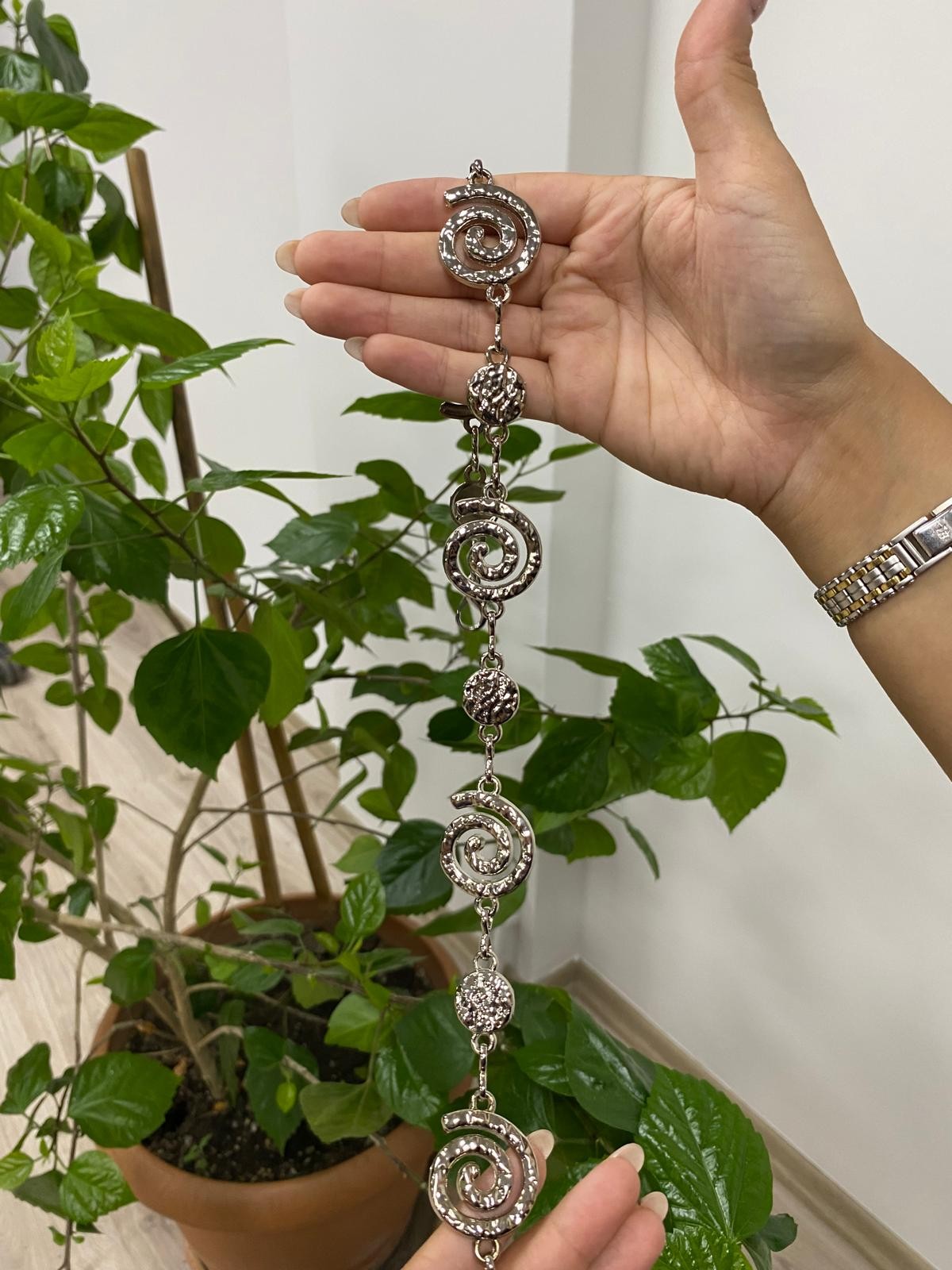 Dönüş Desen Zincir Kemer - GÜMÜŞ