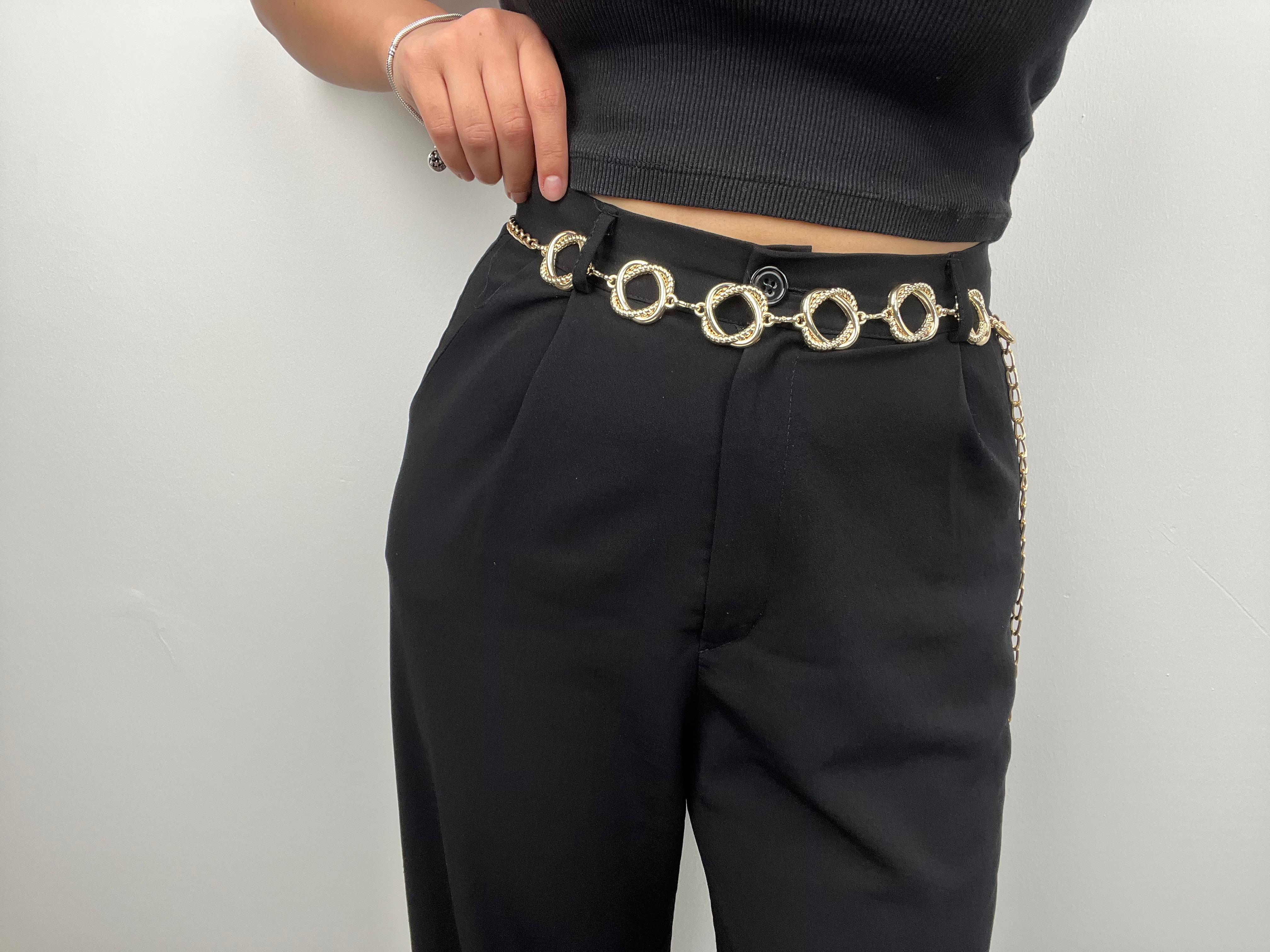 Bükümlü Halkalı Altın Zincir Kemer