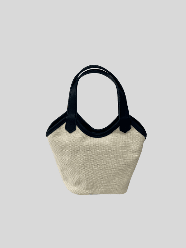CANVAS DERİ DETAYLI ÇANTA - SİYAH KULP