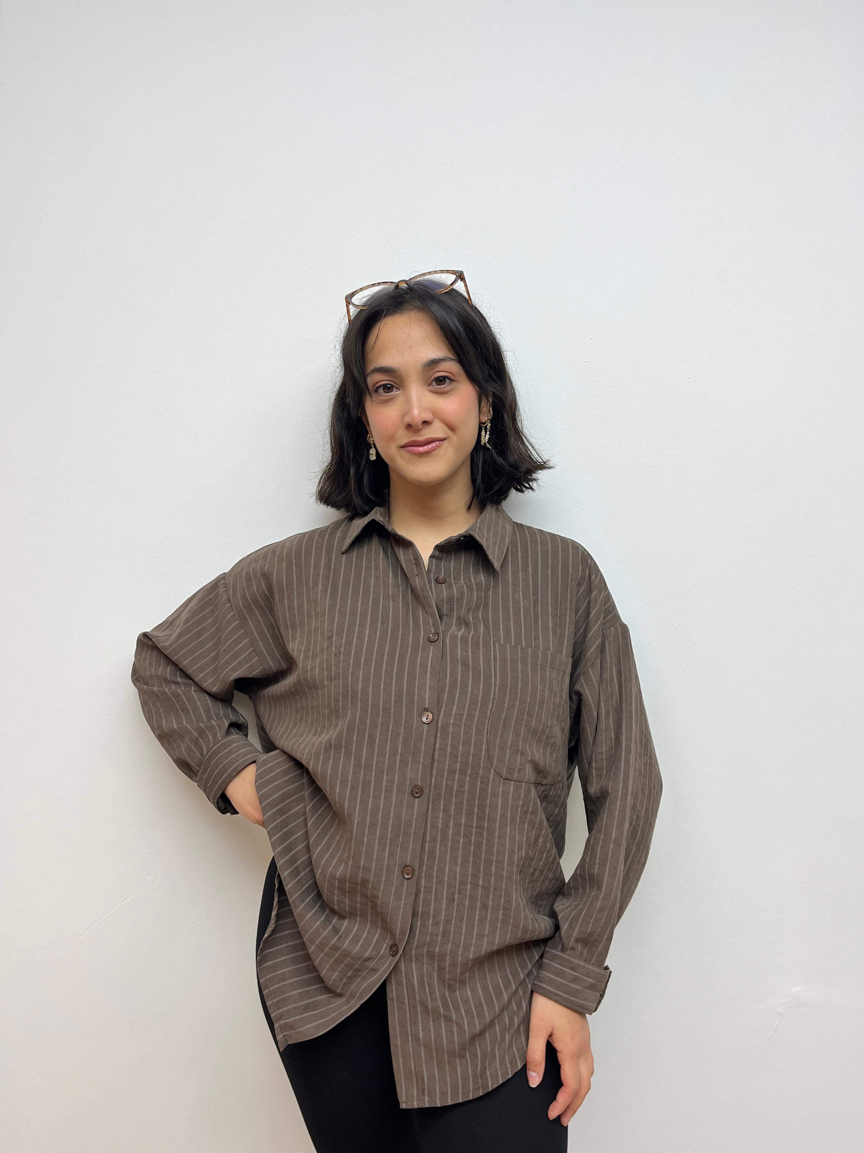 Rahat Kalıp Oversize Gömlek - KAHVERENGİ