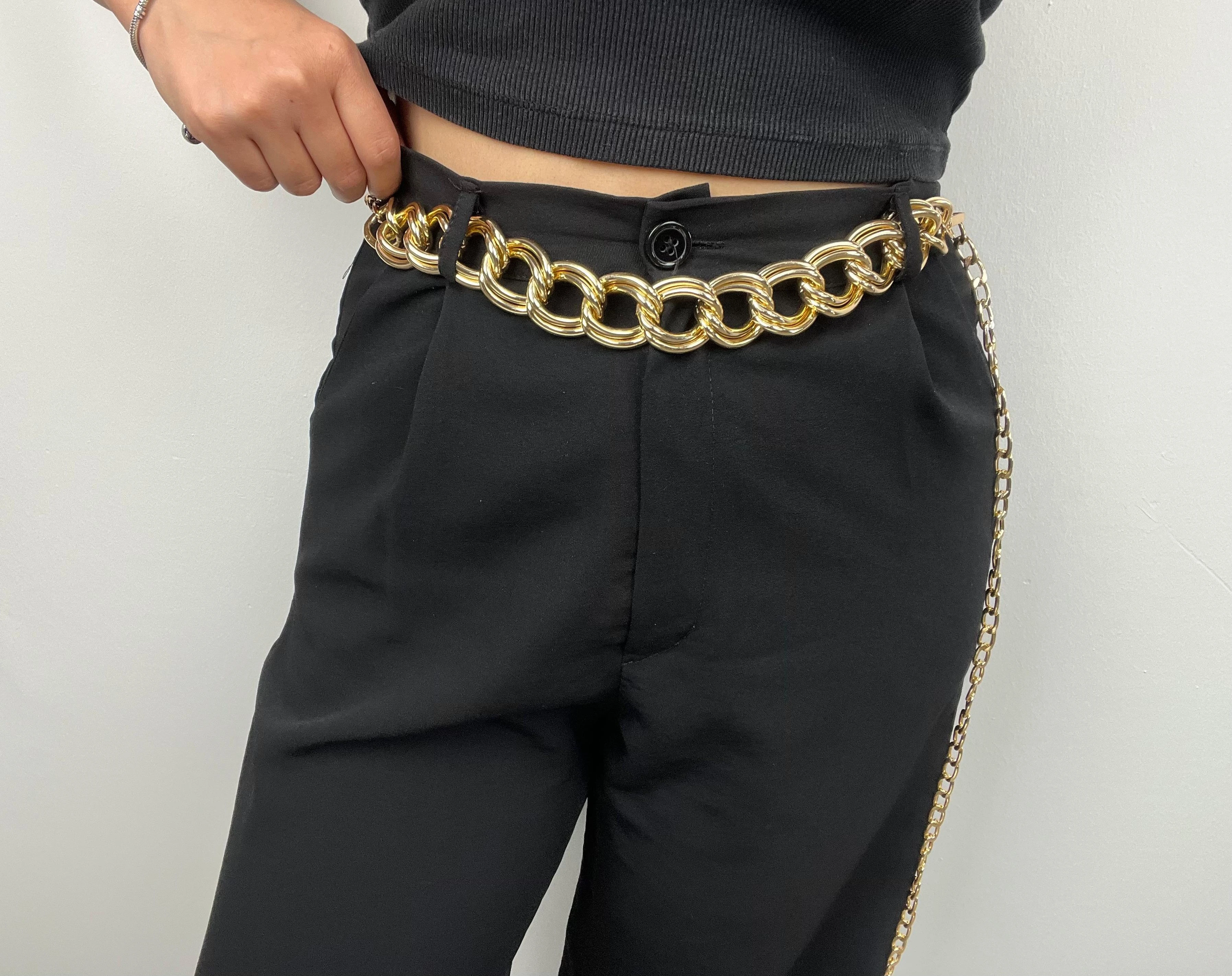 Kalın Halkalı Metal Zincir Kemer