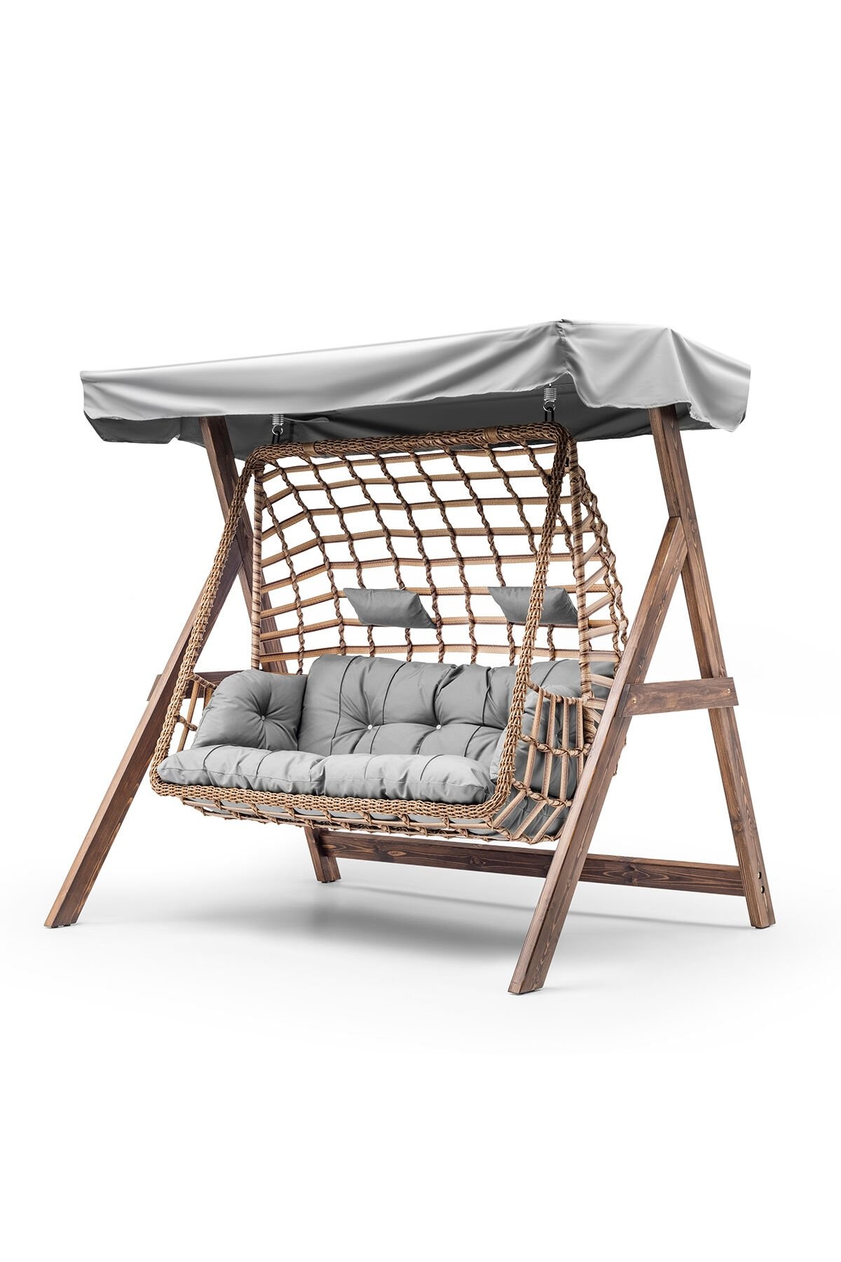 Girne Swing Ahşap Rattan Salıncak