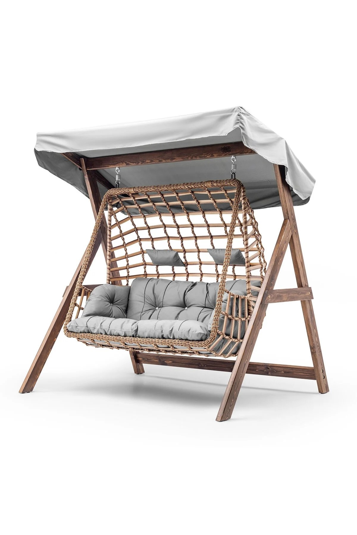 Girne Swing Ahşap Rattan Salıncak