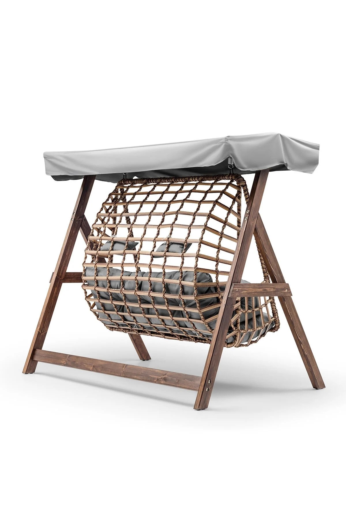 Girne Swing Ahşap Rattan Salıncak