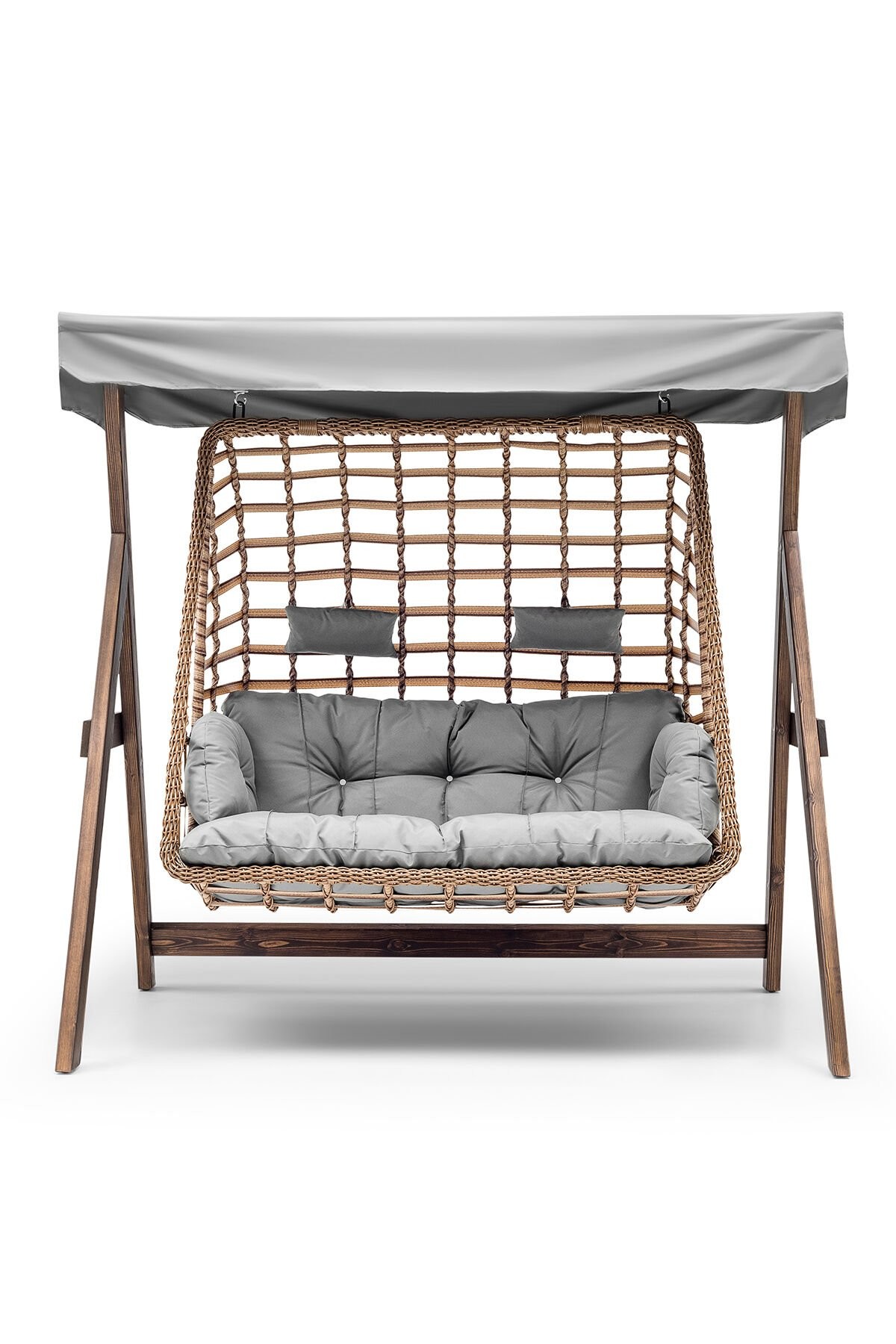 Girne Swing Ahşap Rattan Salıncak