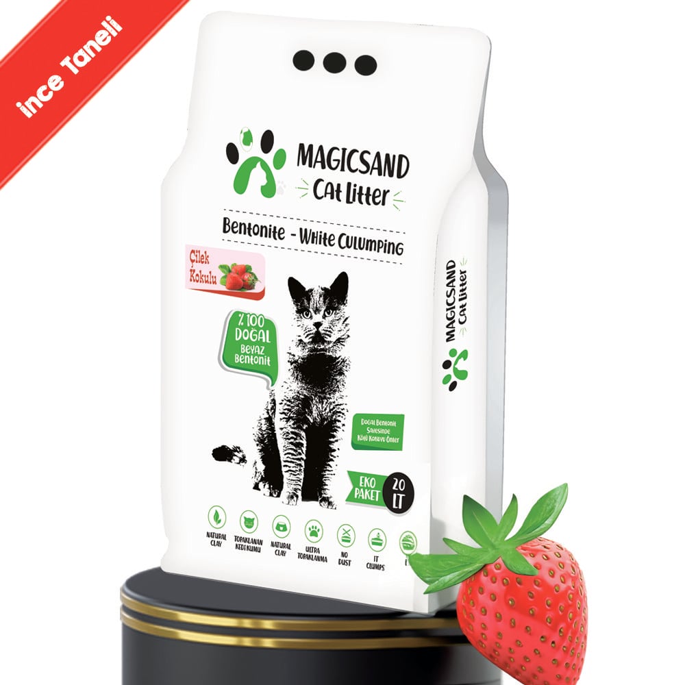 Magicsand Cat Litter Çilek Kokulu Kedi Kumu 20 lt İnce Taneli