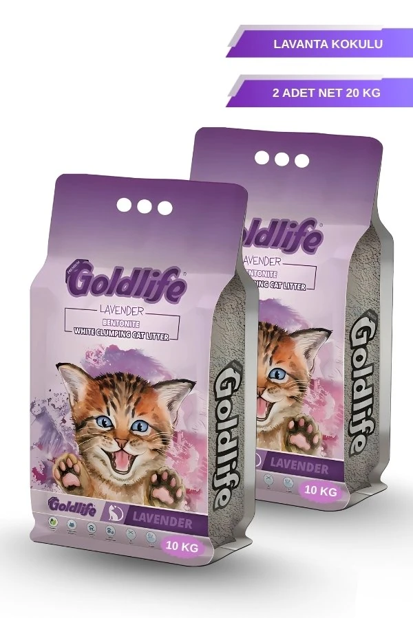 Goldlife  Lavanta Kokulu ince Taneli Kedi Kumu - (Net 10 KG.x 2 Adet)