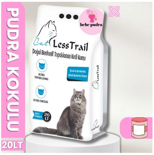 Less Trail 20 Lt İnce Tane Pudra Kokulu Beyaz Bentonit Kedi Kumu